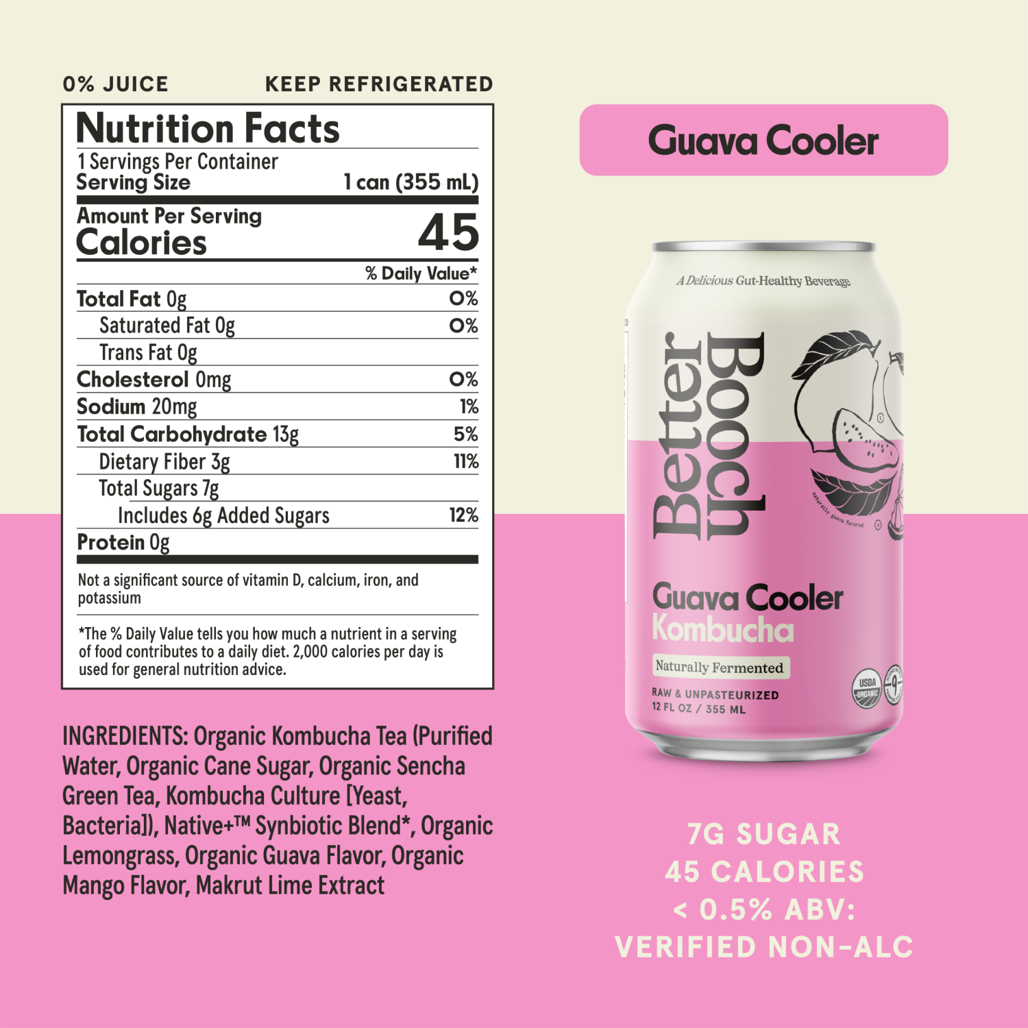 slide 4 of 6, Better Booch Kombucha Sparkling Probiotic Drink Guava Cooler, 12 fl oz