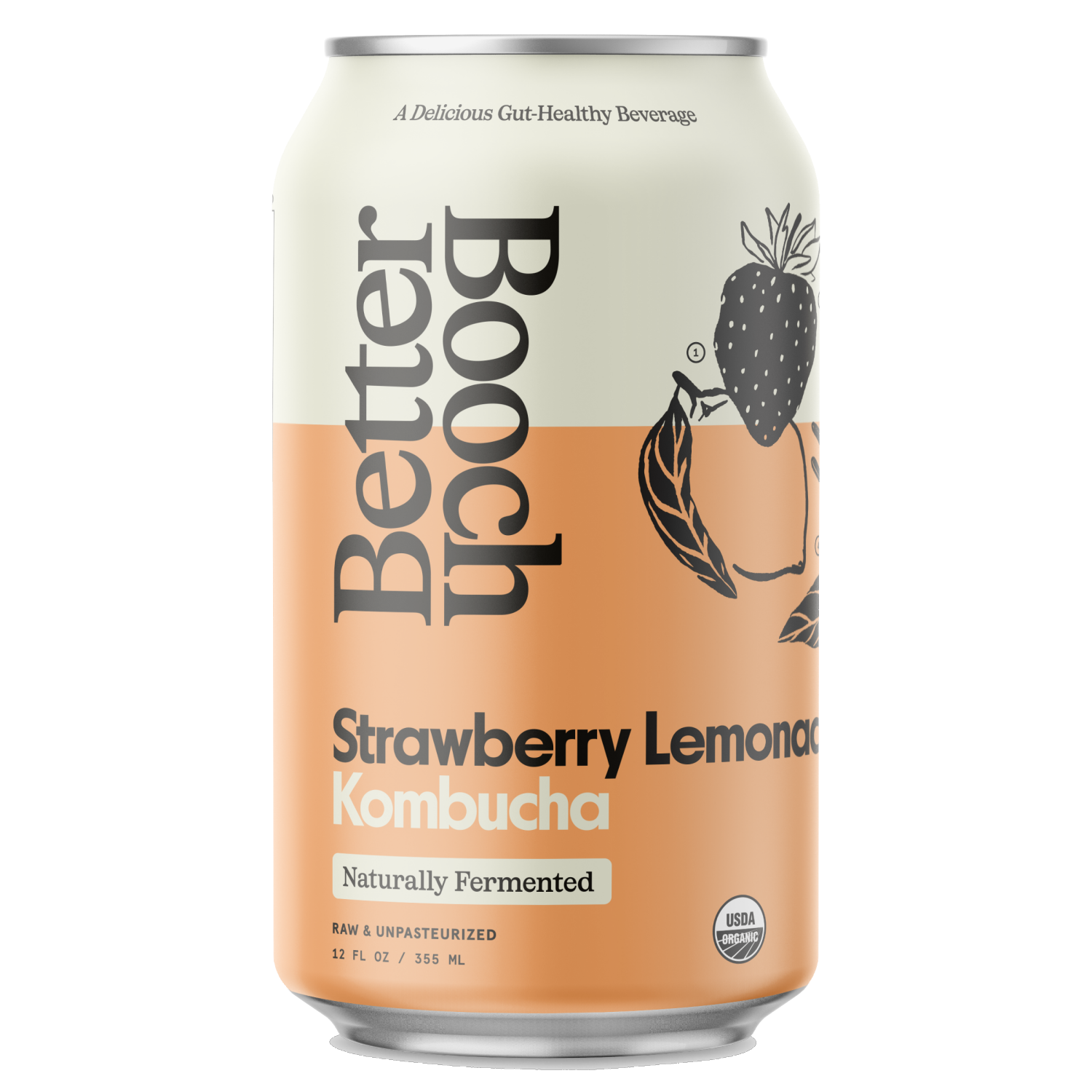 slide 1 of 6, Better Booch Kombucha Sparkling Probiotic Drink Strawberry Lemonade, 12 fl oz