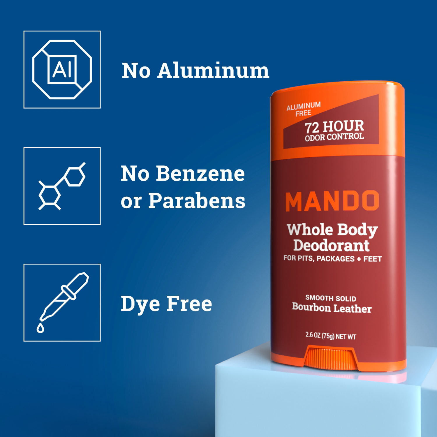slide 3 of 4, Mando Whole Body Deodorant - Men’s Aluminum-Free Smooth Solid Stick Deodorant - Bourbon Leather - 2.6oz, 2.6 oz