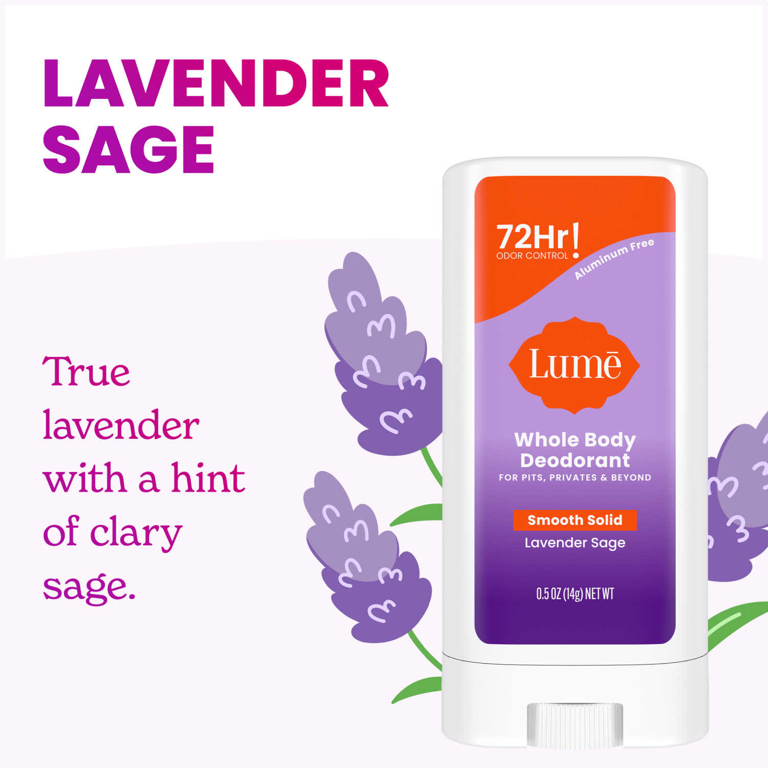 slide 3 of 5, Lume Whole Body Deodorant, Mini Solid Stick, Lavender Sage, 0.5oz, 0.5 oz