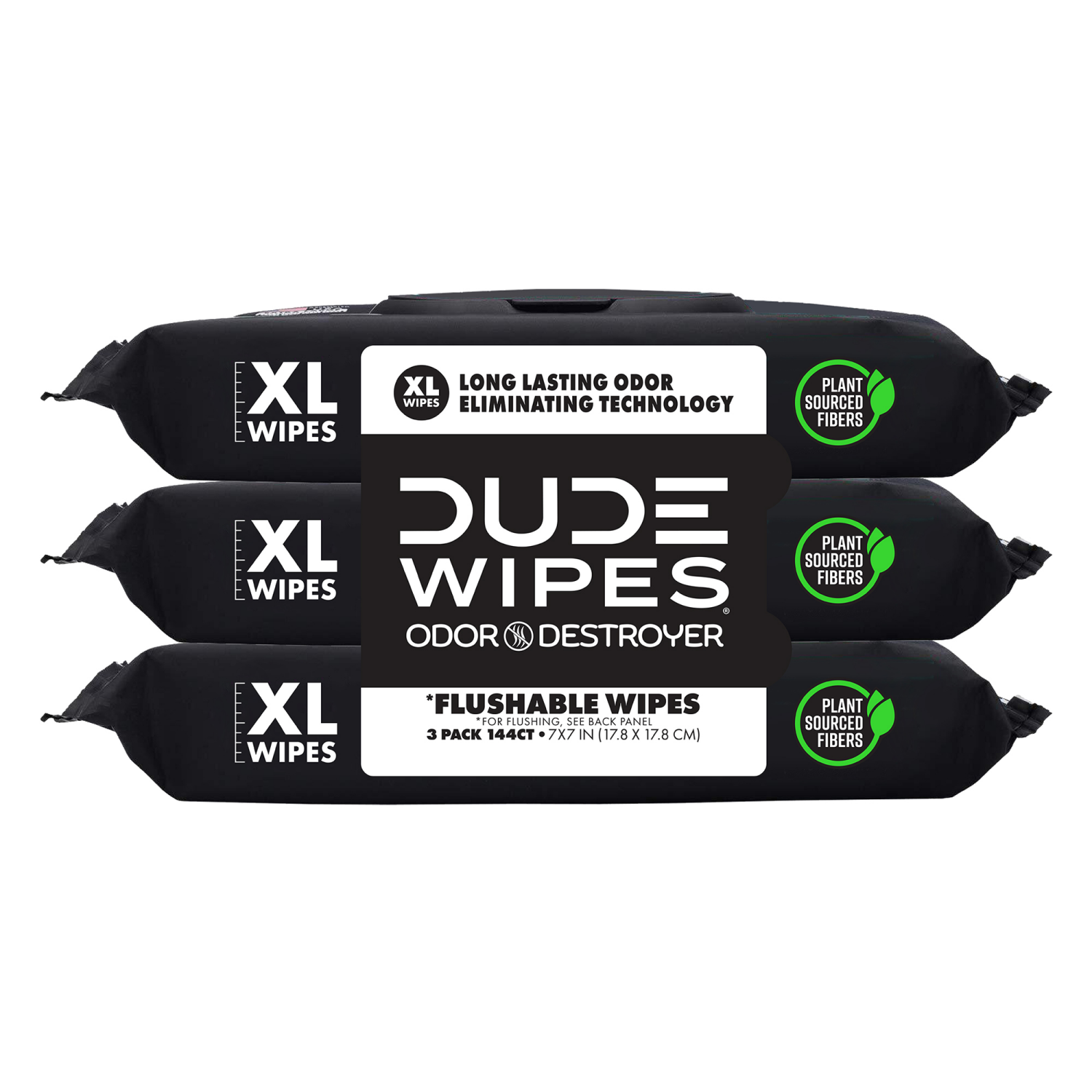 slide 1 of 2, DUDE Odor Destroyer Citrus and Sea Salt Extra Large Flushable Wipes 3 - 48 Wipe Packs, 3 ct