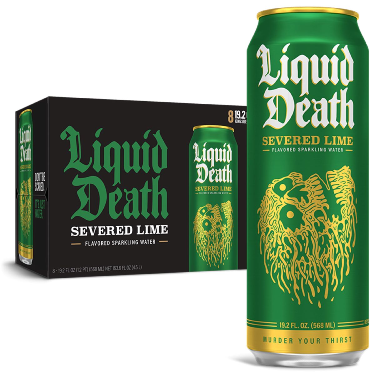 slide 4 of 4, Liquid Death Sparkling Water, Severed Lime, 19.2 oz King Size Cans (8-Pack) - 8 ct; 19 oz, 8 ct