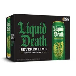 Liquid Death Sparkling Water, Severed Lime, 19.2 oz King Size Cans (8-Pack) - 8 ct; 19 oz