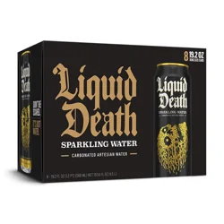 Liquid Death Sparkling Water, 19.2 oz King Size Cans (8-Pack)
