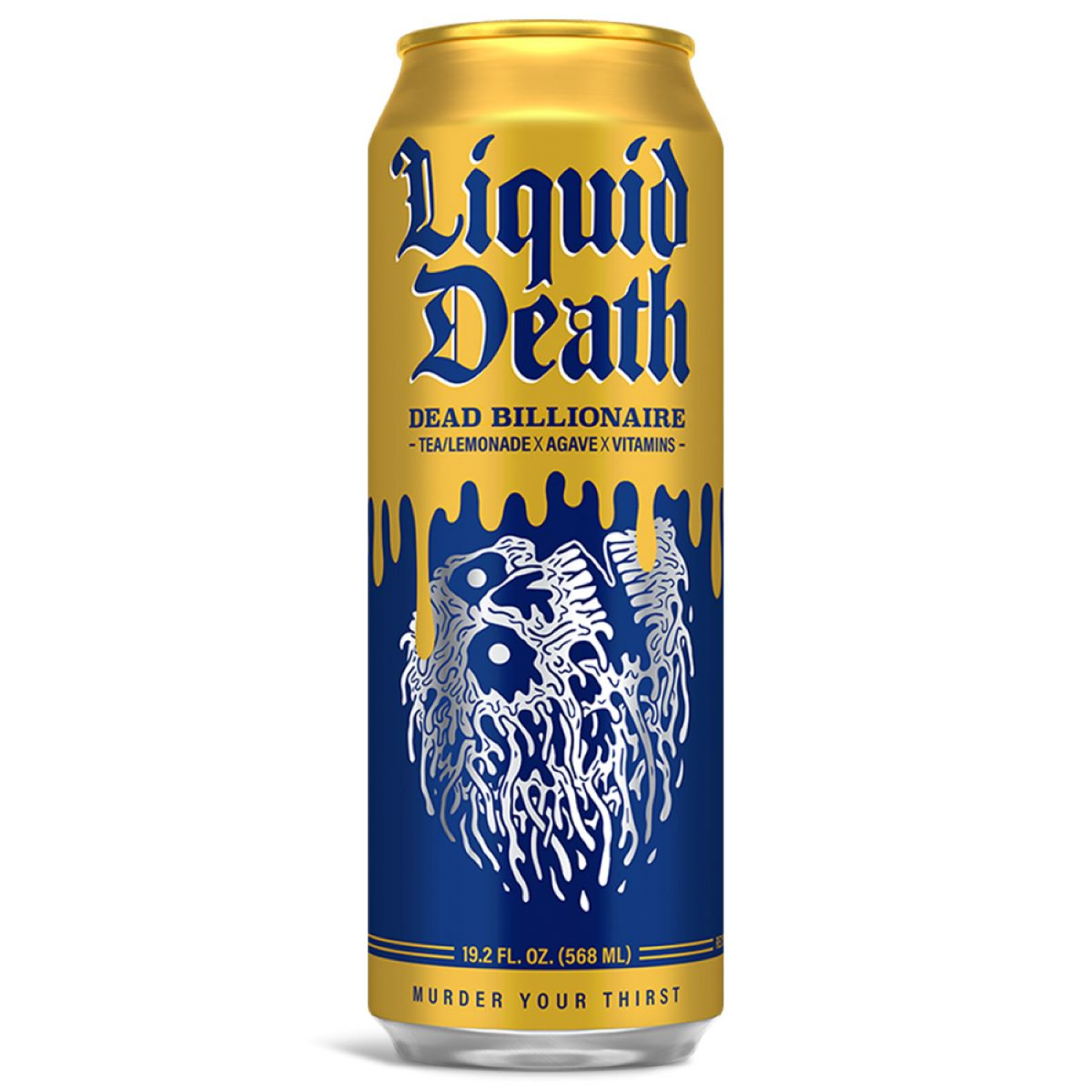 slide 2 of 3, Liquid Death, Dead Billionaire Iced Tea, 8-Pack (King Size 19.2oz Cans), Half Lemonade Half Black Tea Sweetened With Real Agave, B12 & B6 Vitamins, Low Calorie & Low Sugar, 8 ct