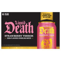 Liquid Death, Strawberry Terror, Soda Flavored Sparkling Water, 6pk