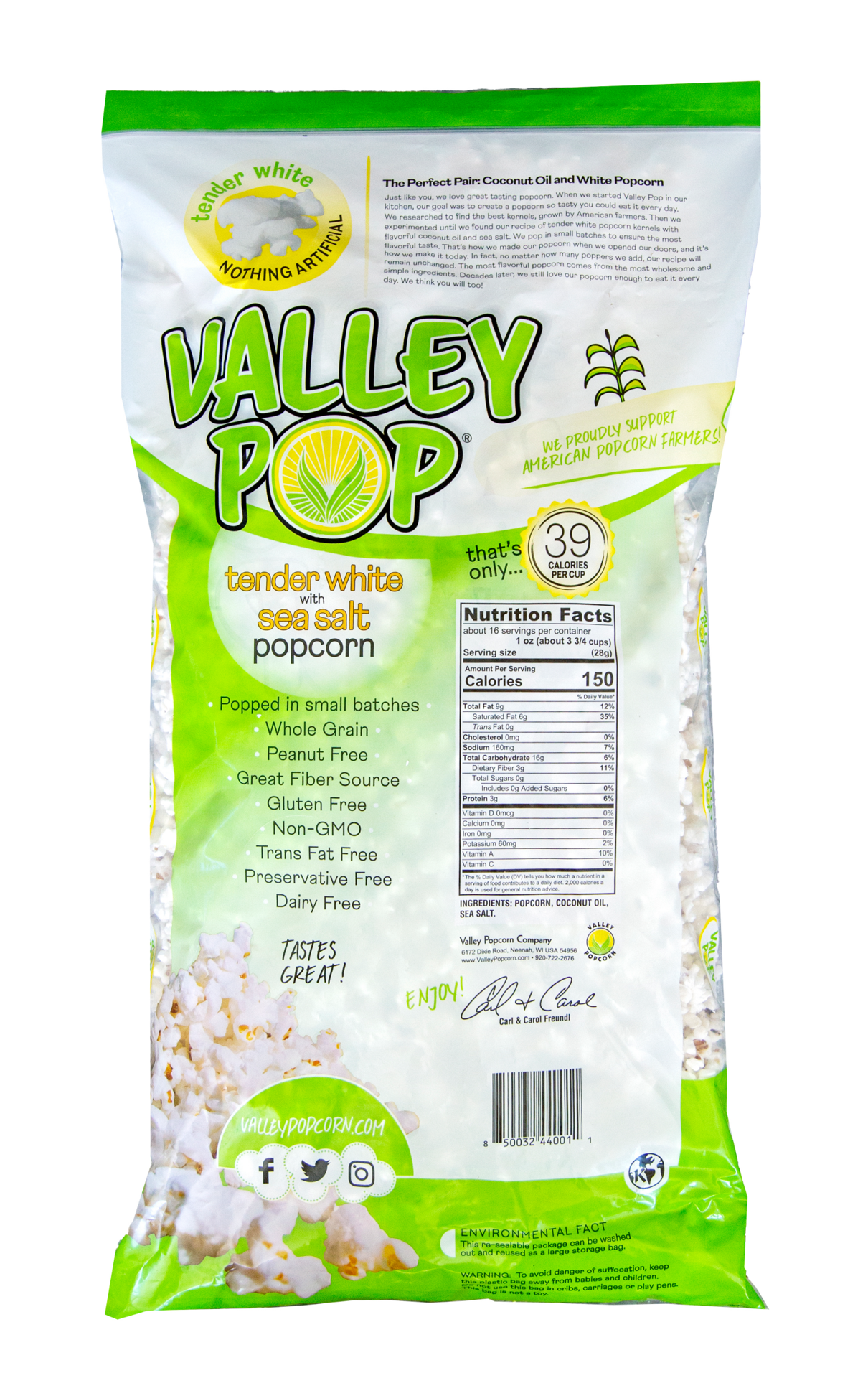 slide 2 of 2, Valley Pop Premium Tender White Popcorn with Sea Salt 16 oz, 16 oz