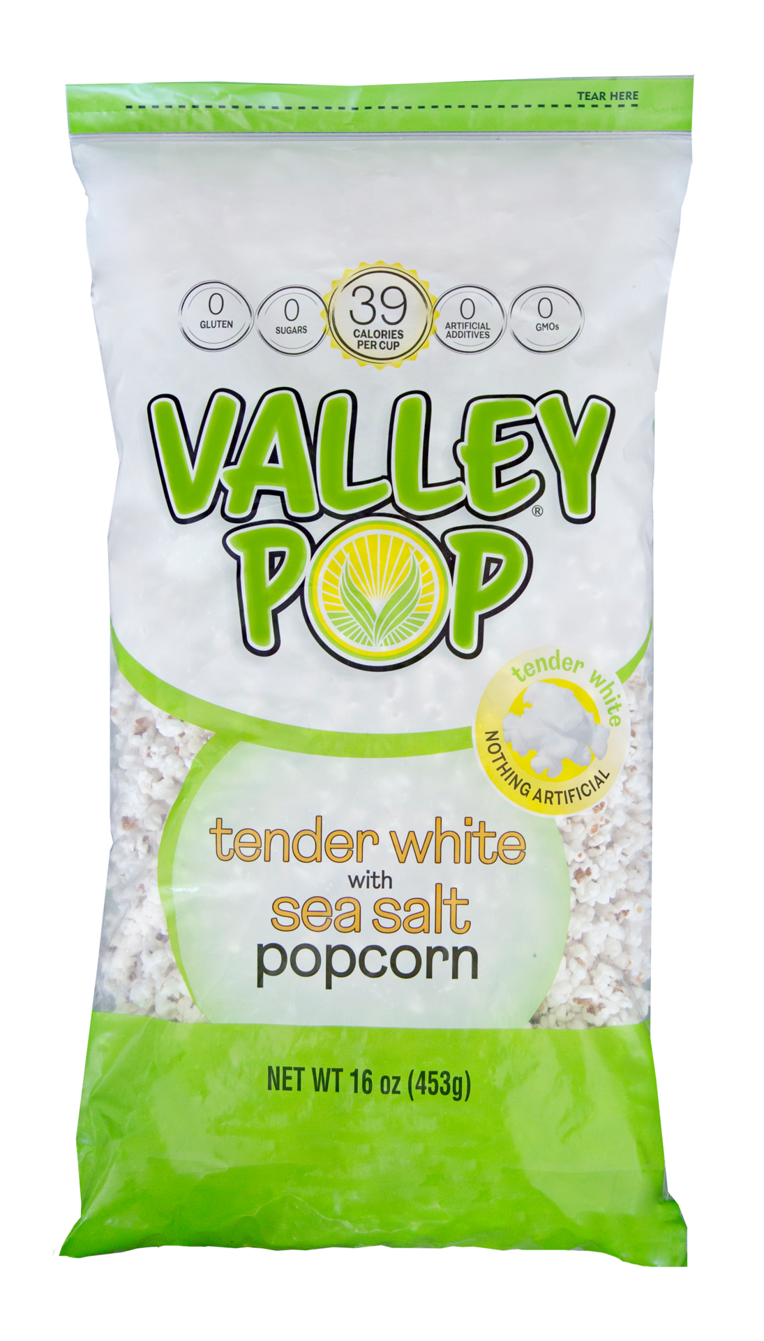 slide 1 of 2, Valley Pop Premium Tender White Popcorn with Sea Salt 16 oz, 16 oz