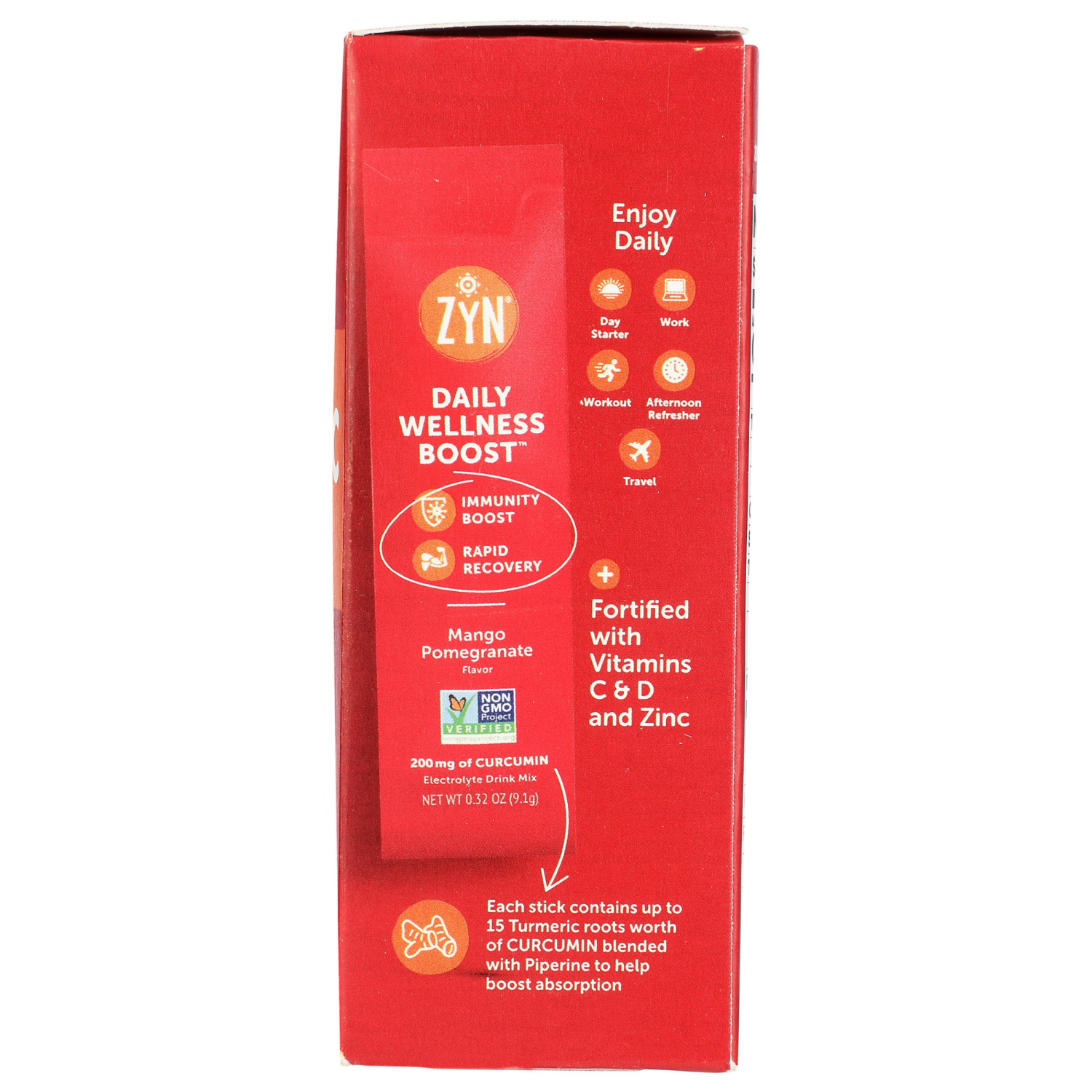 slide 3 of 5, ZYN Turmeric Electrolyte Drink Mix - Mango Pomegranate, 7 ct, 0.32 oz