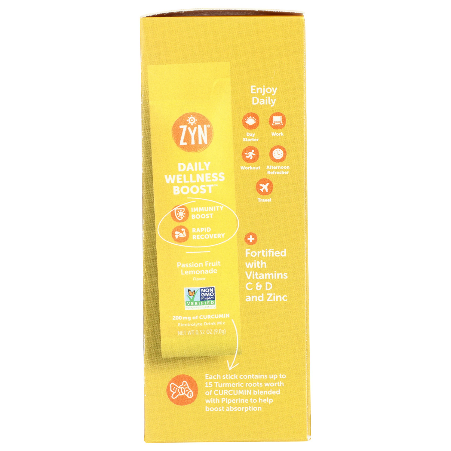 slide 3 of 5, ZYN Turmeric Passion Fruit Lemonade Flavor Electrolyte Drink Mix 7 - 0.32 oz Packs, 7 ct, 0.32 oz