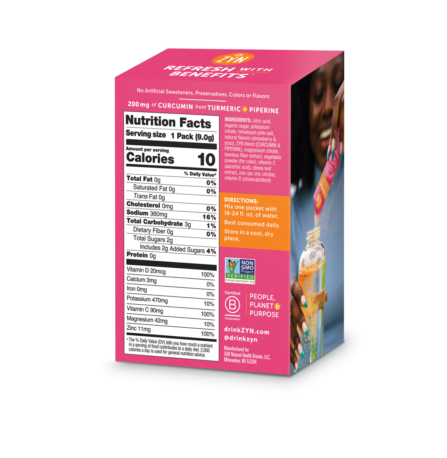 slide 2 of 5, ZYN Turmeric Strawberry Yuzu Flavor Electrolyte Drink Mix 7 - 2.22 oz Packs, 7 ct, 0.32 oz
