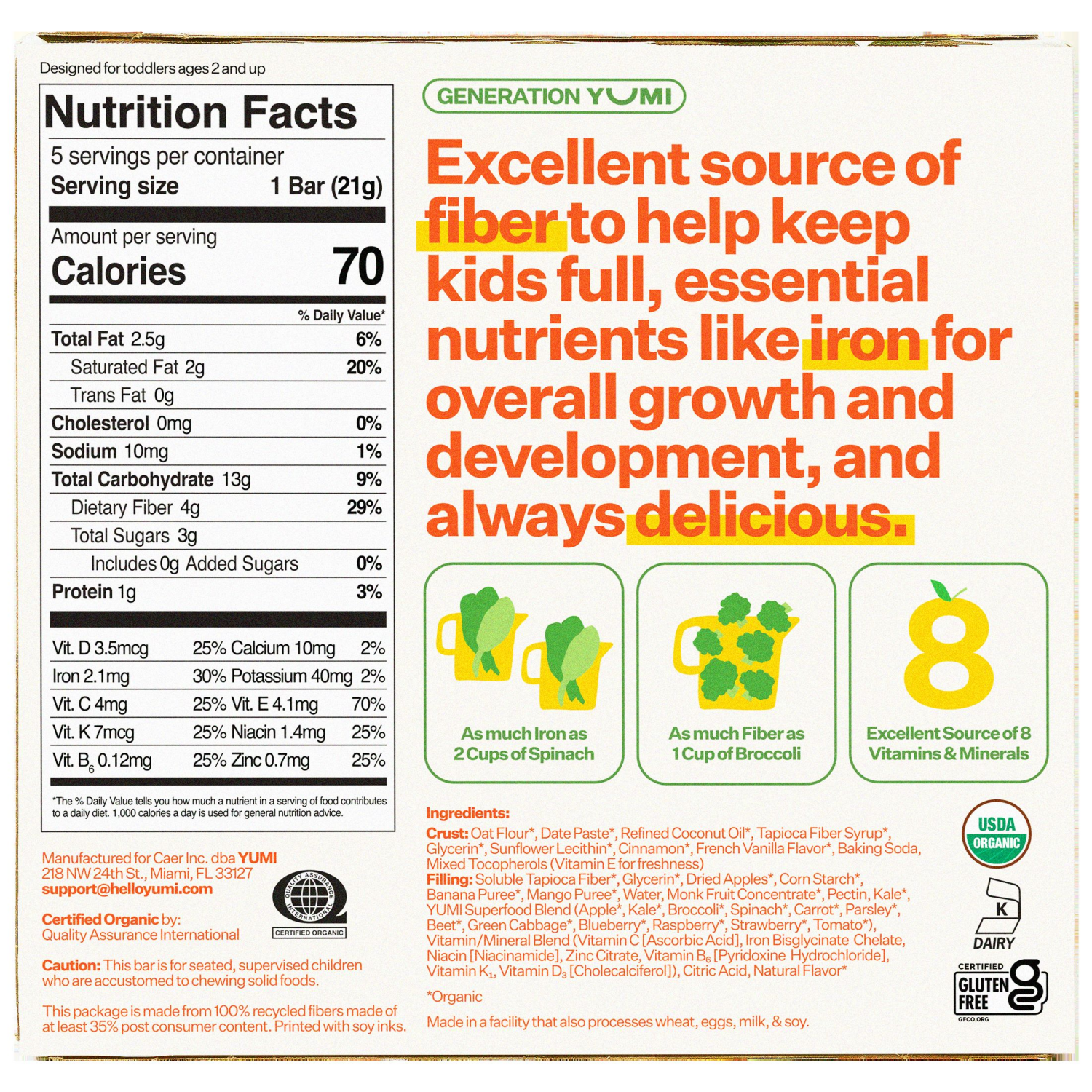 slide 2 of 2, Yumii Bar Mango Kale, 3.7 oz