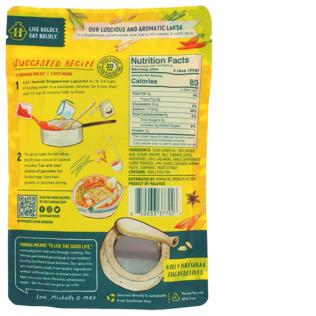 slide 5 of 5, Homiah Mild Singaporean Laksa Curry Paste 7 oz, 7 oz