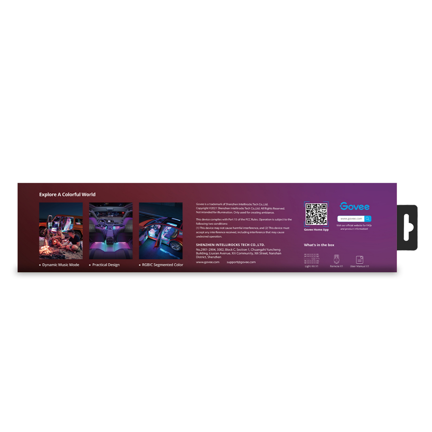 slide 2 of 6, Govee RGBIC Interior Car LED Strip Light(4*0.98ft), 0.98 ft