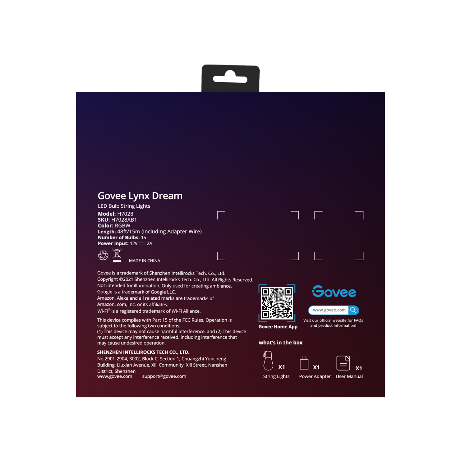 slide 2 of 6, Govee LED Bulb String Lights, 48 ft