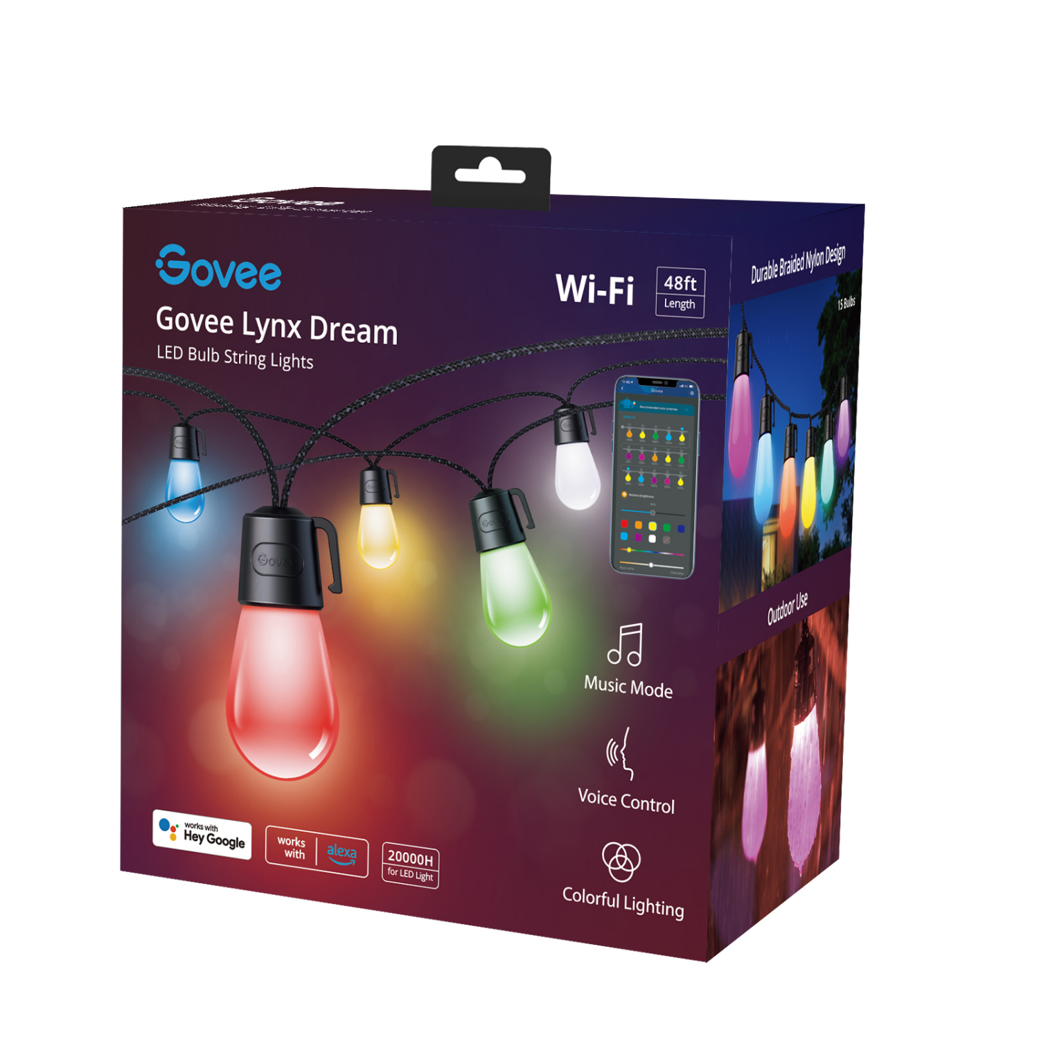slide 6 of 6, Govee LED Bulb String Lights, 48 ft