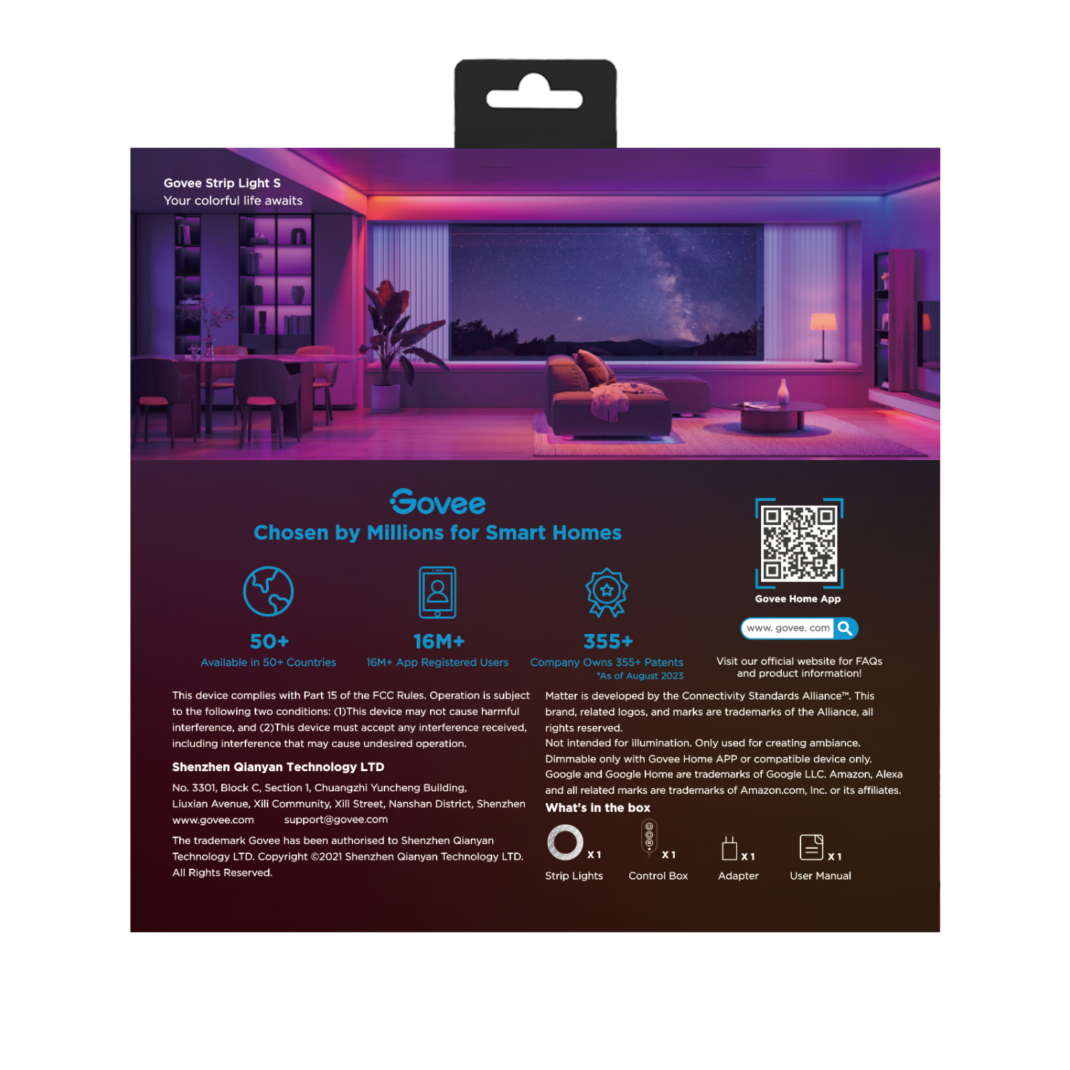 slide 2 of 8, Govee 49.2ft Wi-Fi RGBICW LED Strip Light, 49.2 ft