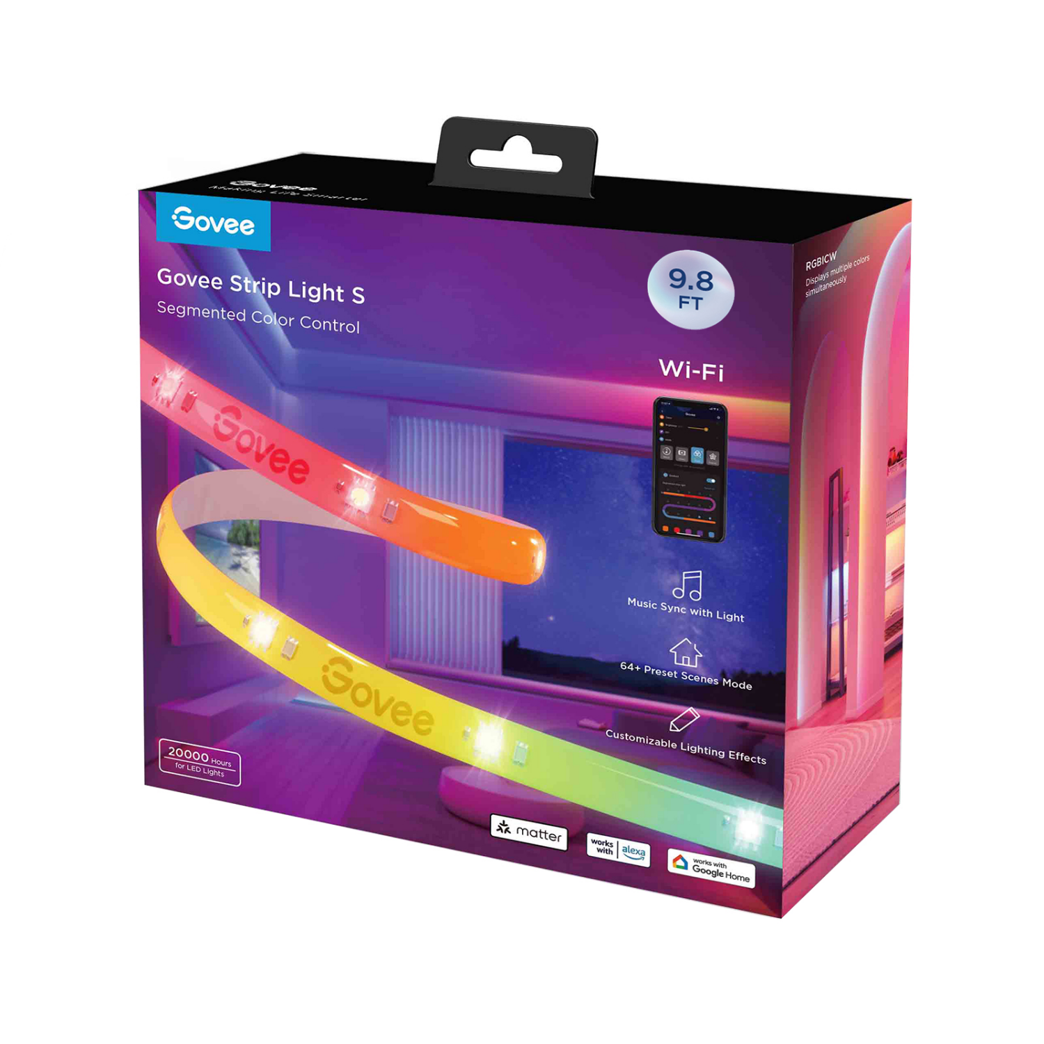 slide 5 of 8, Govee RGBIC Pro 9.8' LED Strip Lights, 9.8 ft