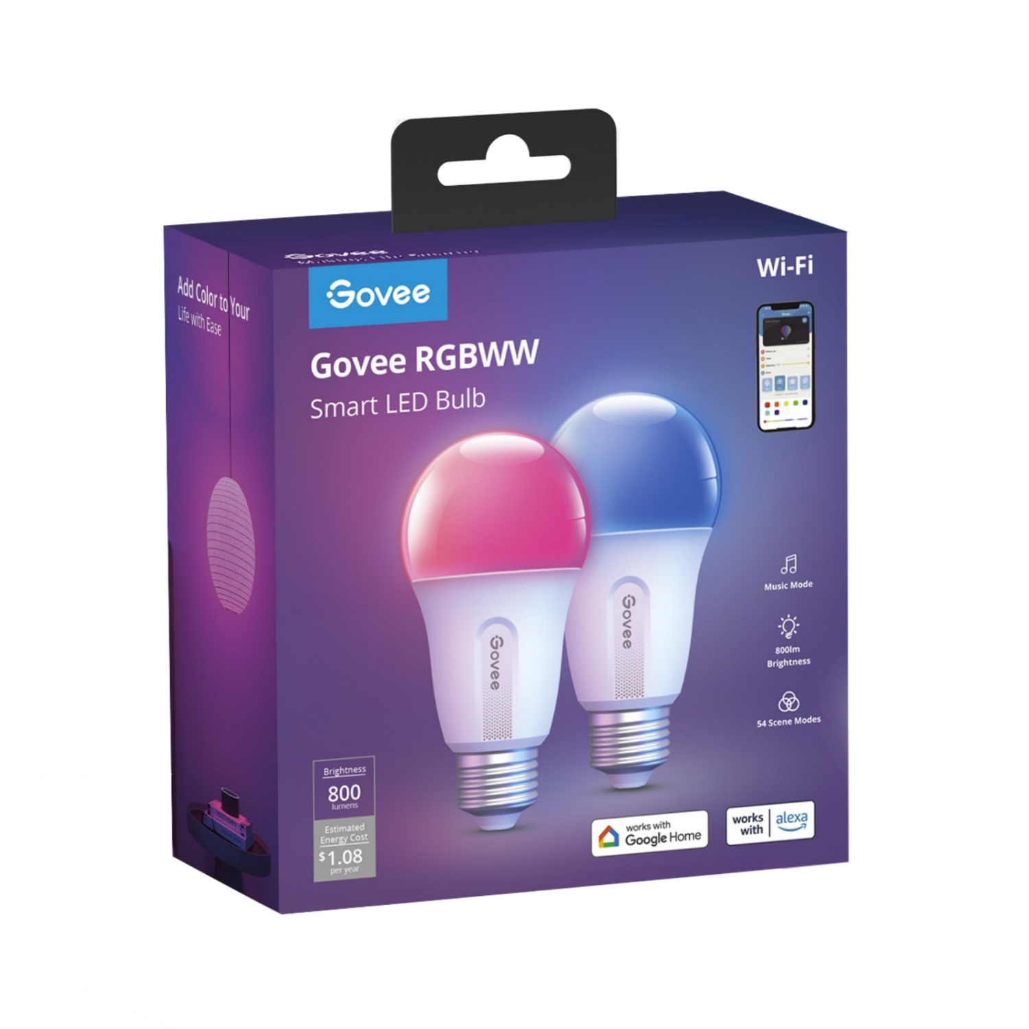slide 5 of 7, Govee 800LM RGBWW Smart LED Bulb 2 Packs, 2 ct