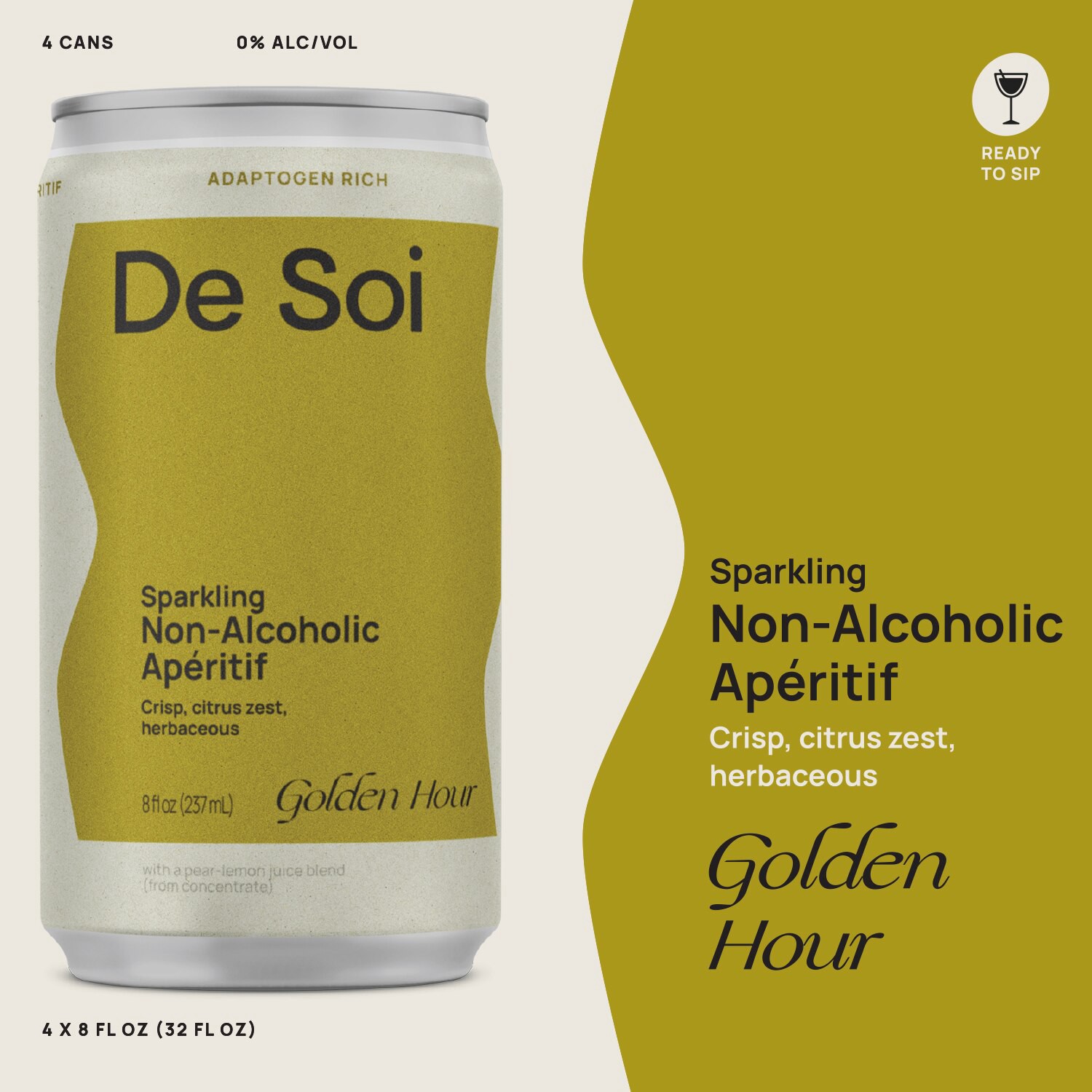 slide 1 of 1, De Soi Golden Hour 4Pk Cans, 8 oz