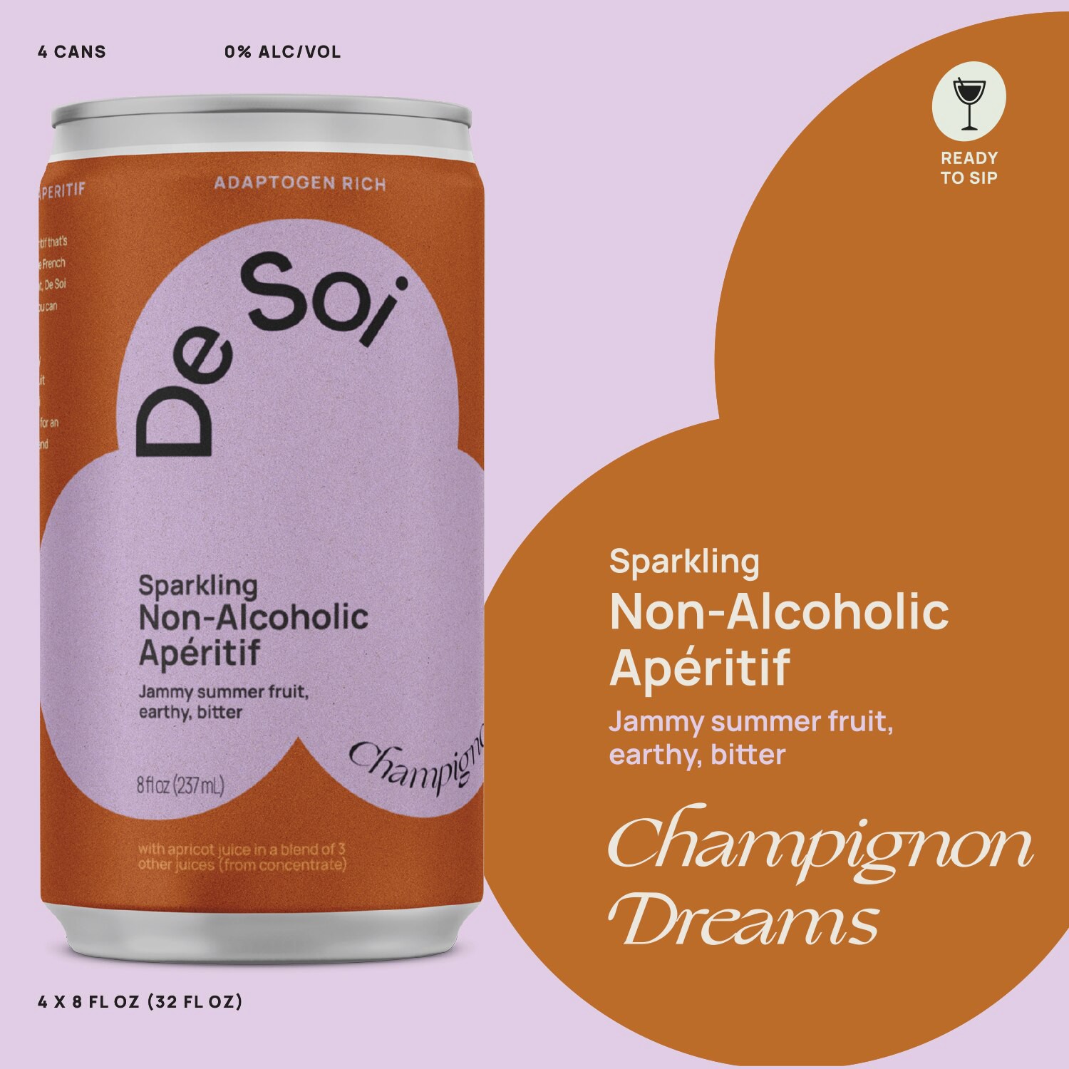 slide 1 of 1, De Soi Champignon Dreams 4Pk Cans, 8 oz