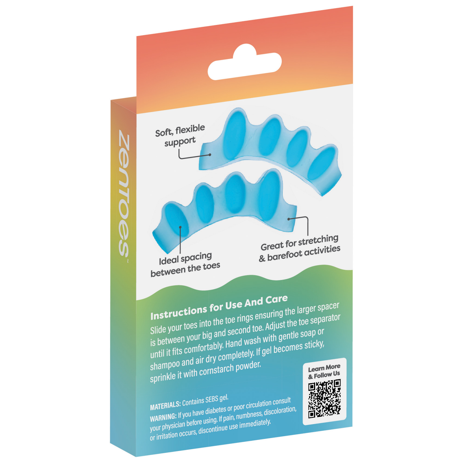 slide 2 of 5, ZenToes Silicone Toe Separators for Correct Toe Alignment, 1 Pair - Blue, 1 ct