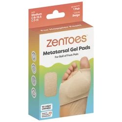ZenToes Metatarsal Gel Pads for Ball of Foot Pain - Beige - M - 1 Pair
