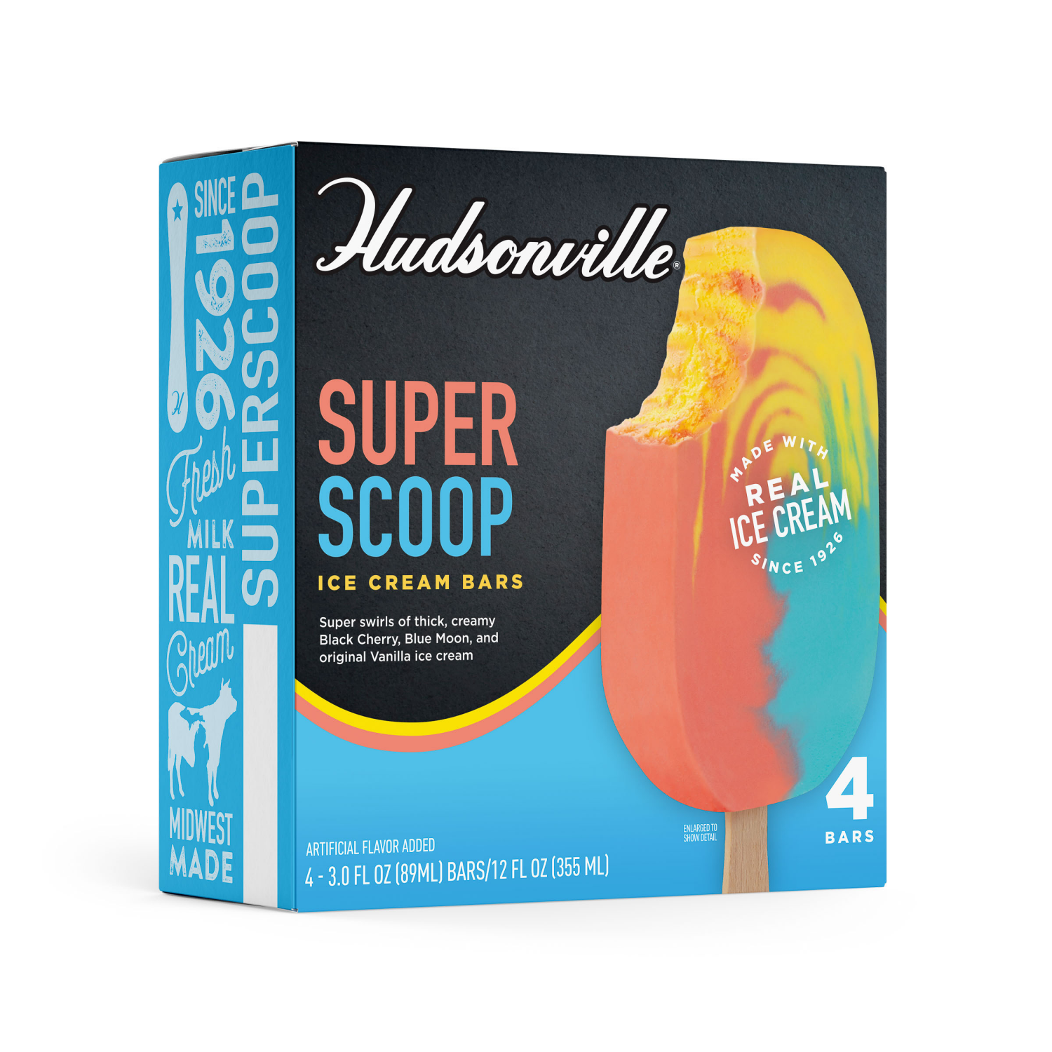 slide 4 of 4, Hudsonville Super Scoop Ice Cream Bars 4 - 3.0 fl oz Bars, 4 ct