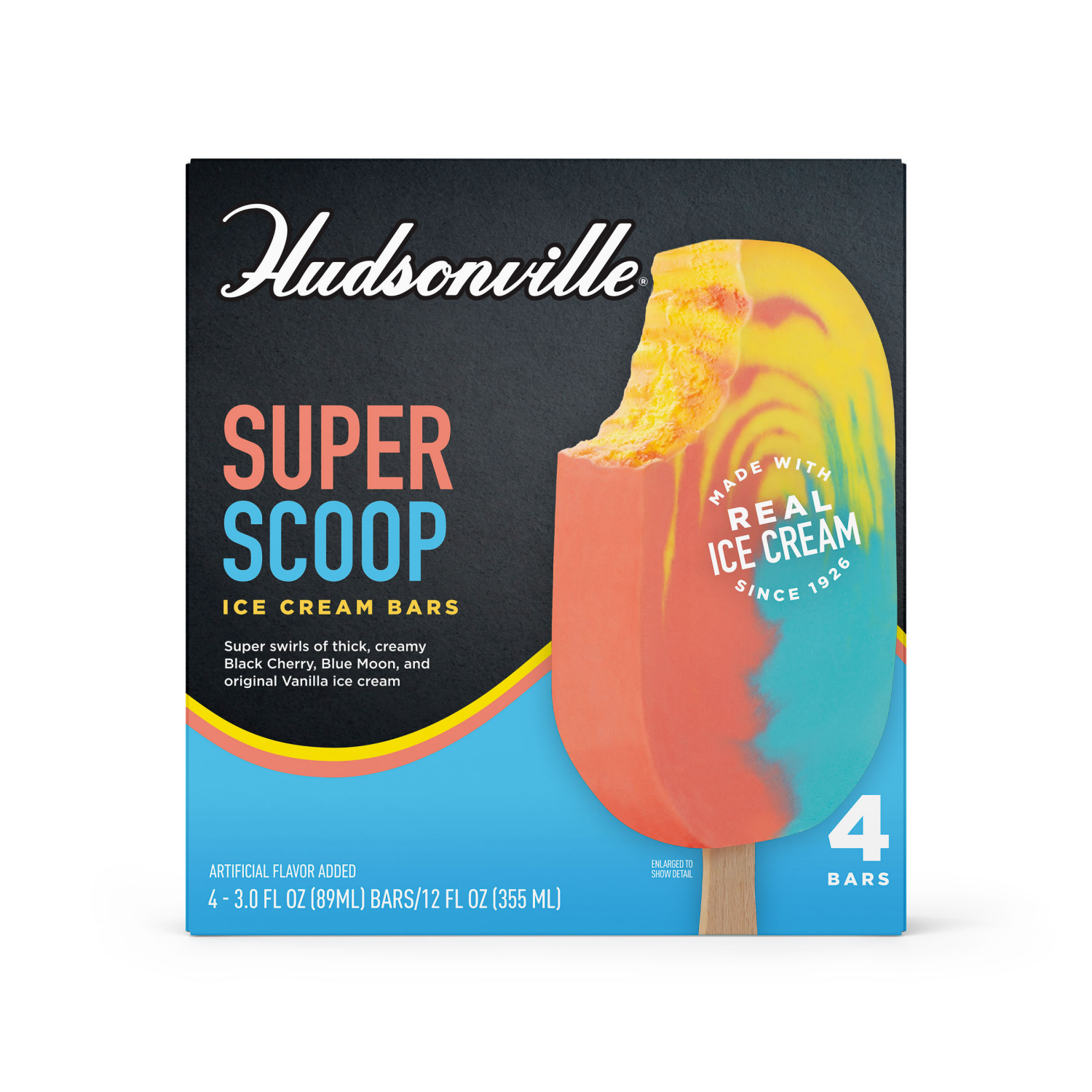 slide 1 of 4, Hudsonville Super Scoop Ice Cream Bars 4 - 3.0 fl oz Bars, 4 ct