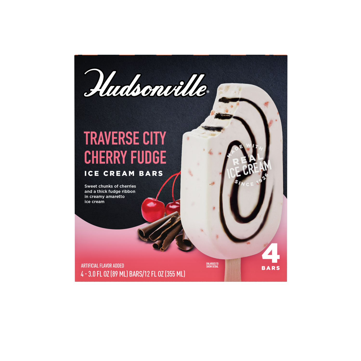 slide 1 of 5, Hudsonville Ice Cream Traverse City Cherry Fudge Ice Cream Bars 4Ct, 4 ct