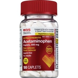 slide 1 of 1, CVS Health Extra Strength Acetaminophen Caplets, 100 ct