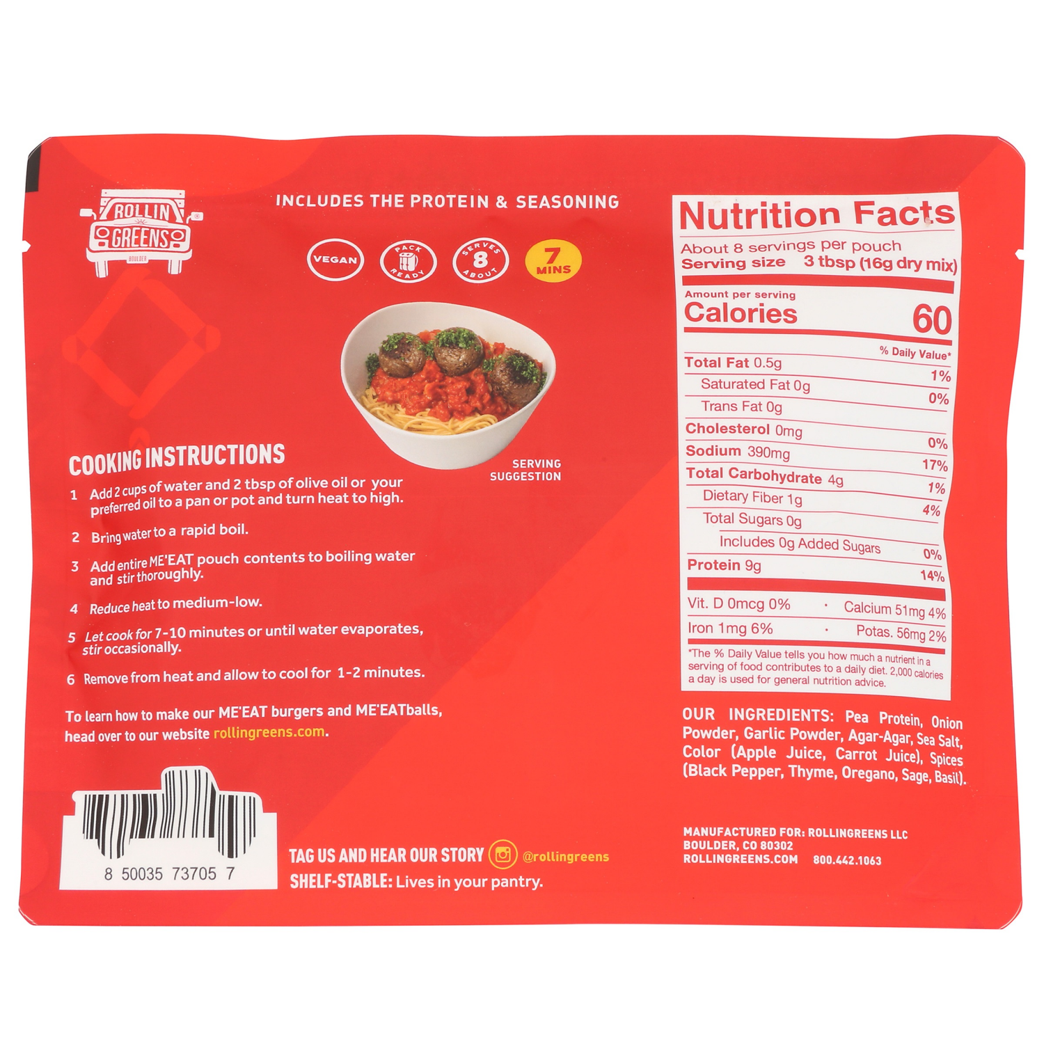 slide 2 of 2, RollinGreens Plant-Based Classic Salt & Pepper Me'eat 4.5 oz, 4.5 oz