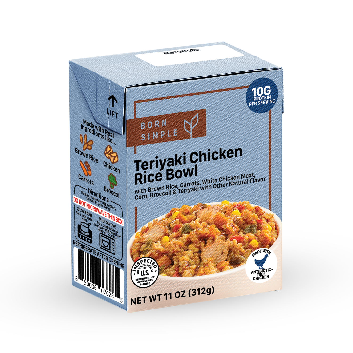 slide 1 of 5, Born Simple Teriyaki Chicken Rice Bowl, 11 oz, 11 oz