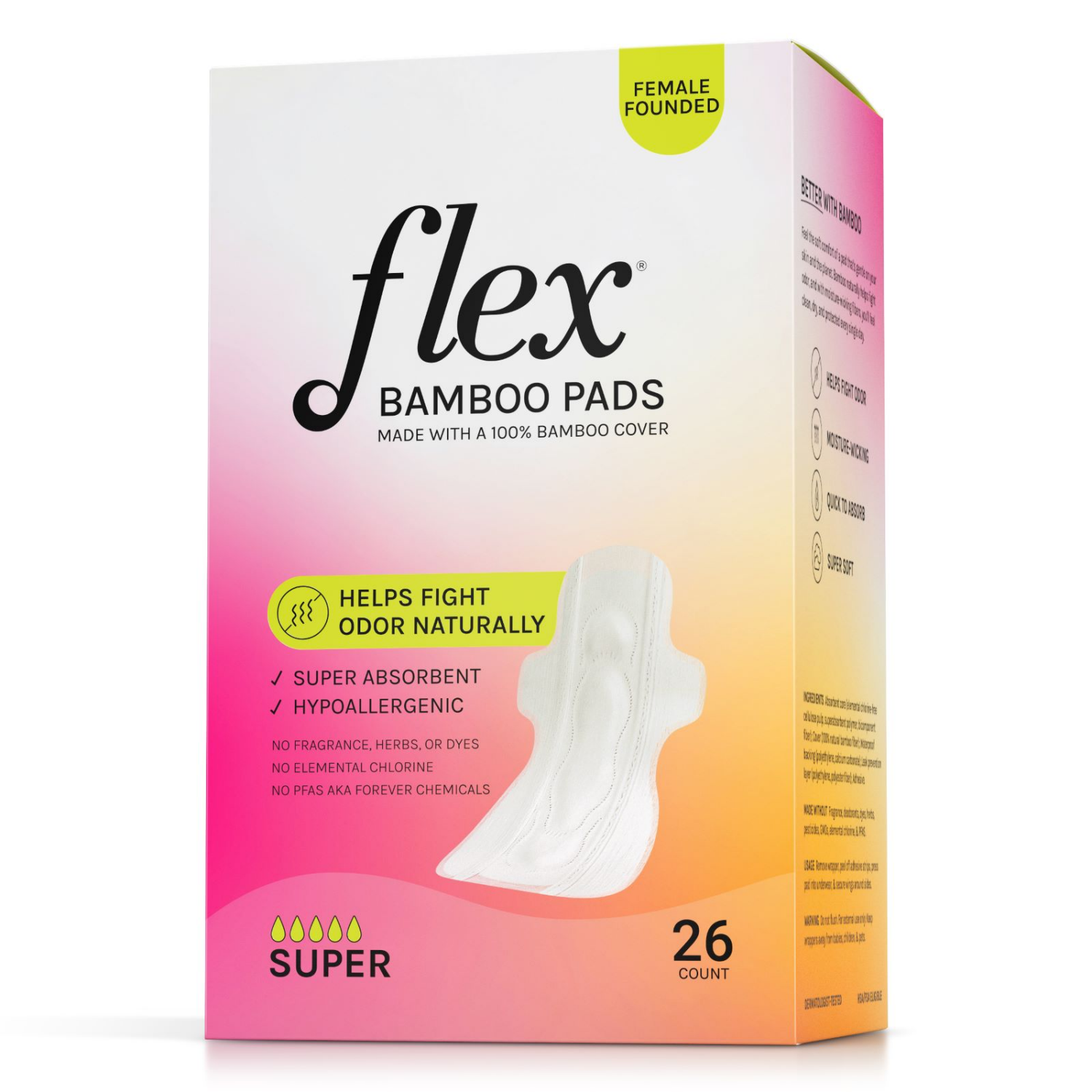 slide 3 of 4, Flex Bamboo Super Ultra Thin Pads - 26ct, 26 ct