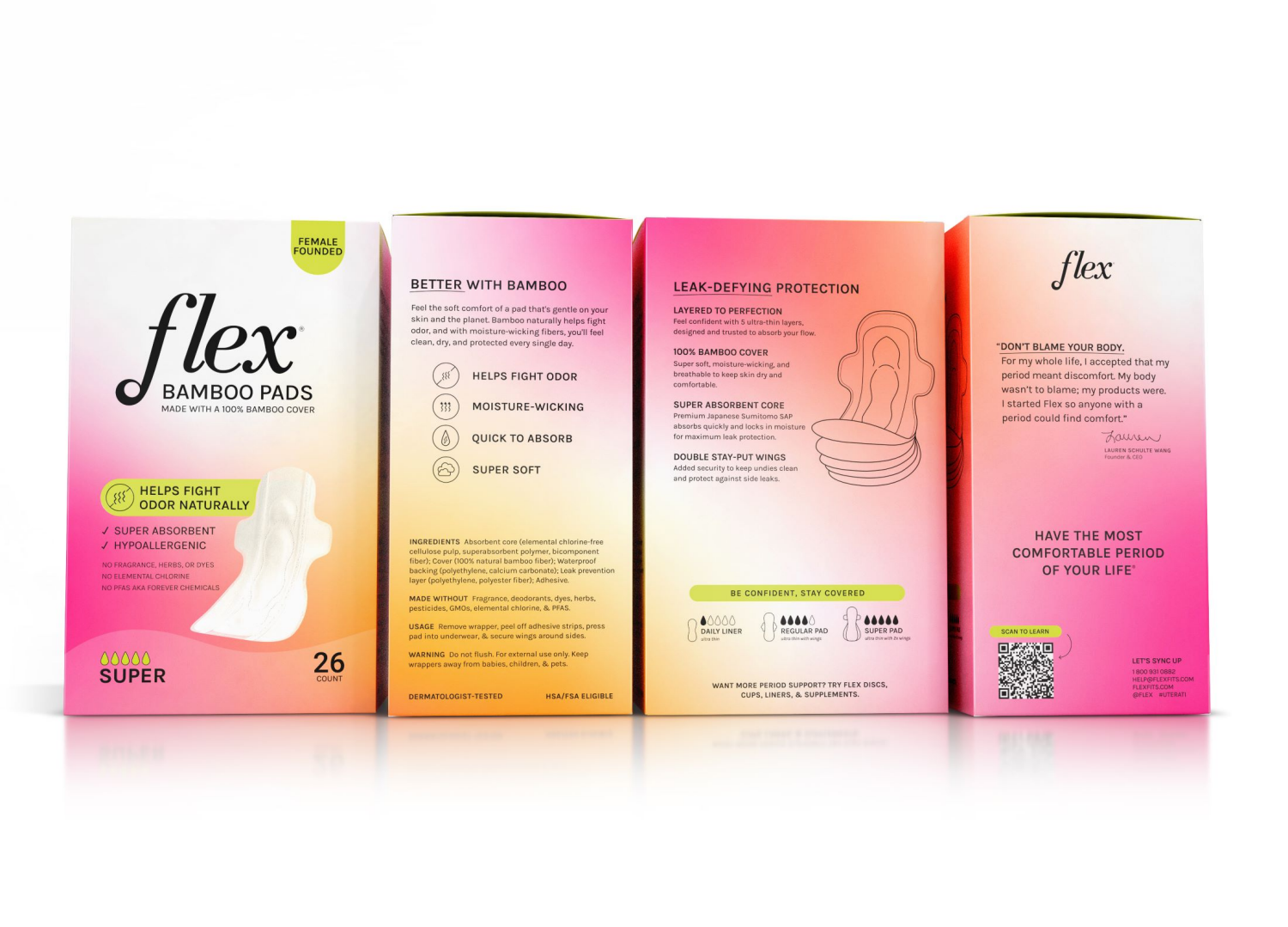 slide 4 of 4, Flex Bamboo Super Ultra Thin Pads - 26ct, 26 ct