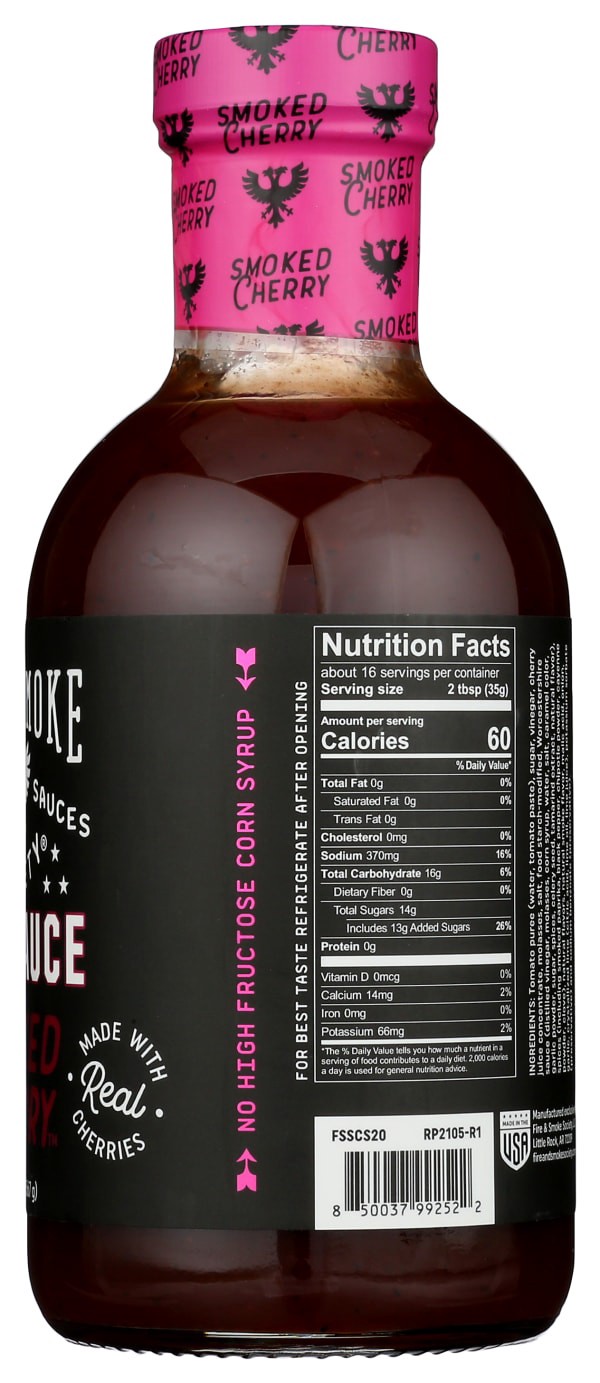 slide 8 of 10, Fire & Smoke Society Smoked Cherry BBQ Sauce, 20 oz