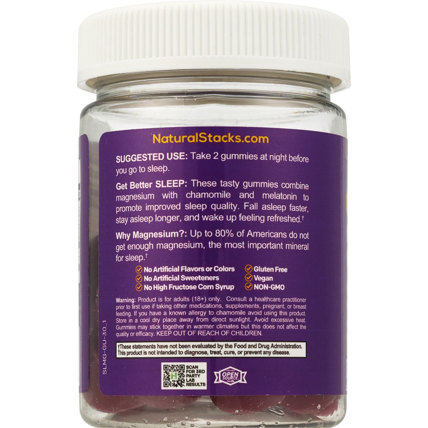 slide 3 of 3, Natural Stacks Sleep Magnesium Gummies, 30 ct