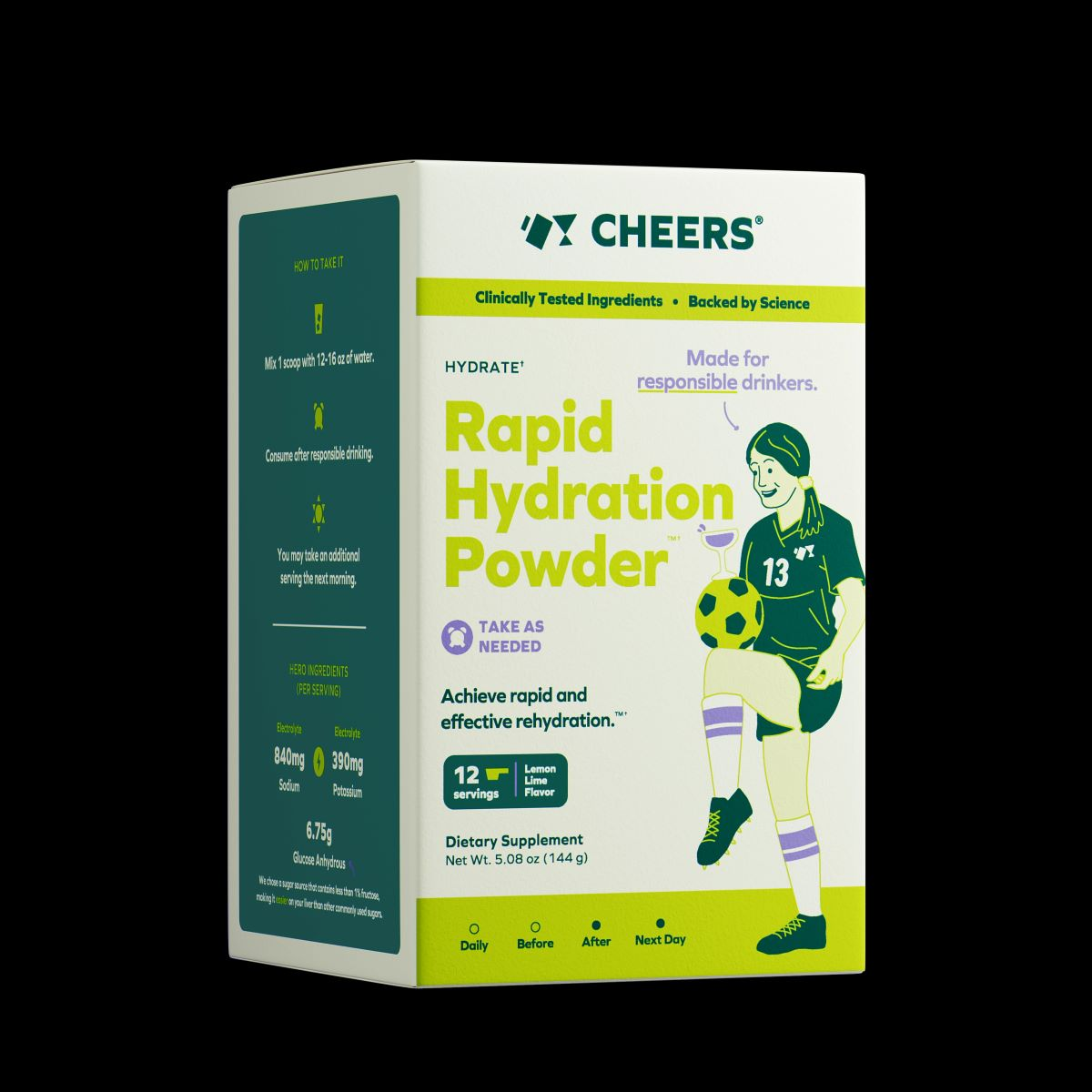 slide 3 of 3, Cheers Hydrate Rapid Hydration Powder 12 Dose Jar, 1 ct
