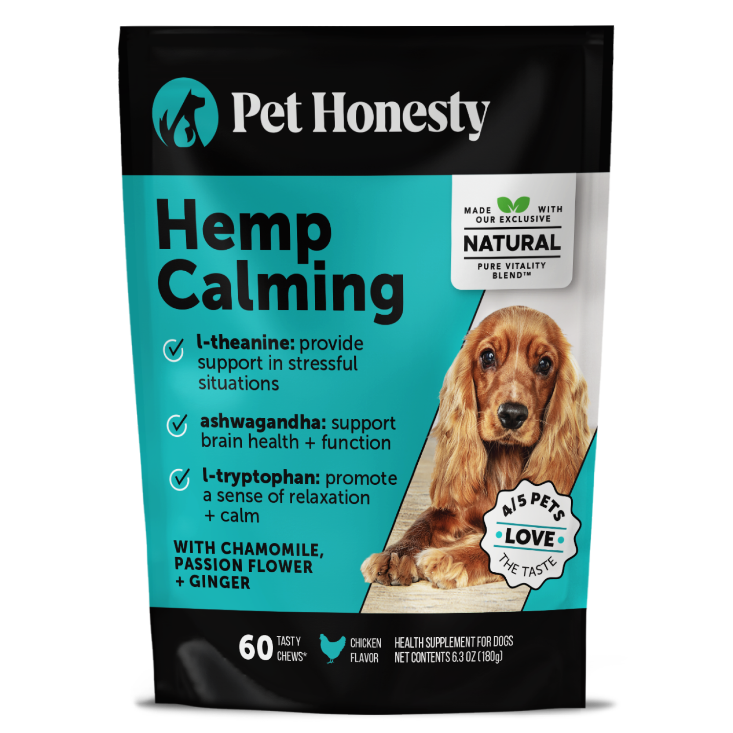 slide 1 of 1, Pet Honesty Hemp Calming Chicken Flavor Supplement for Dog - 60ct, 60 ct