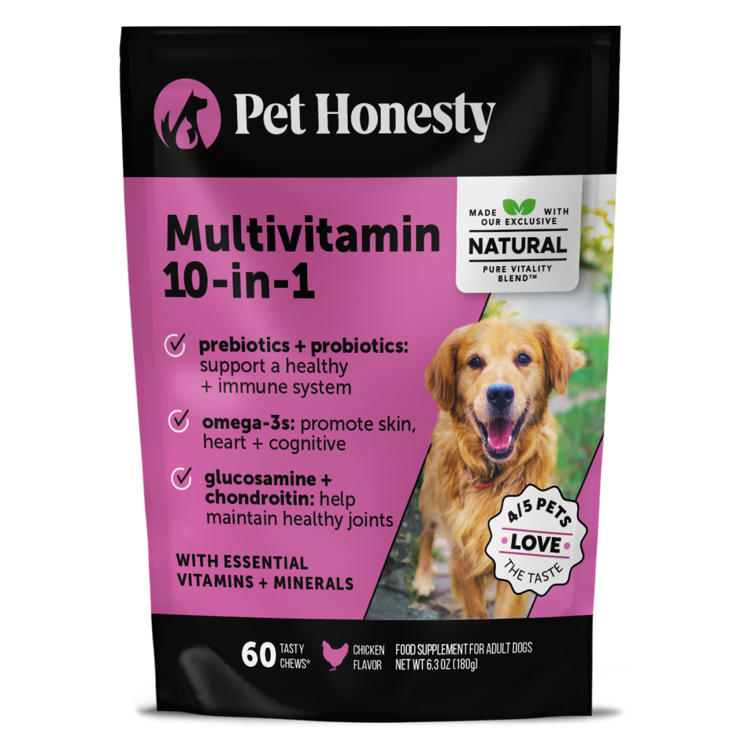 slide 1 of 1, Pet Honesty Multivitamin 10-in-1 Chicken Flavor Supplement for Dog - 60ct, 60 ct