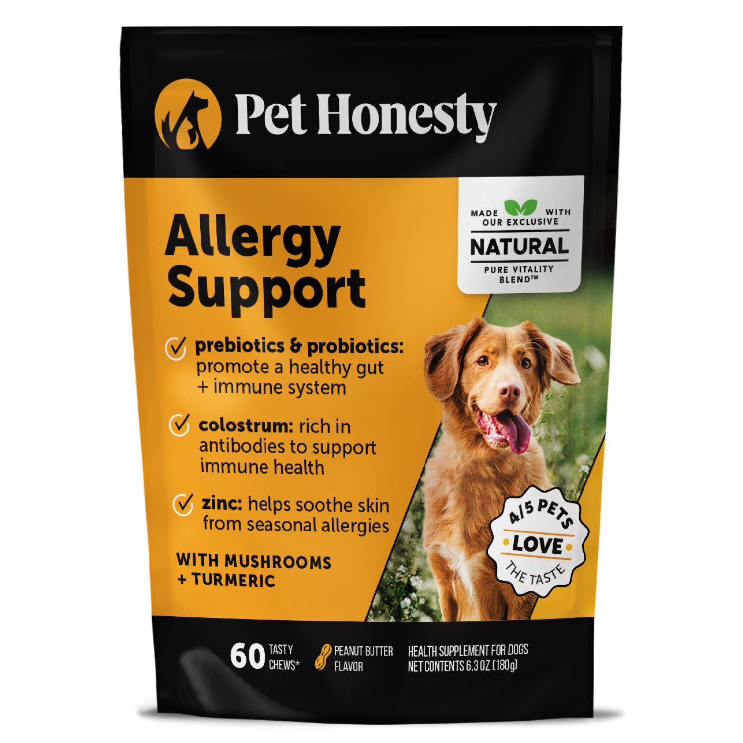 slide 1 of 1, Pet Honesty Allergy Support Peanut Butter Flavor Supplement for Dog - 60ct, 60 ct