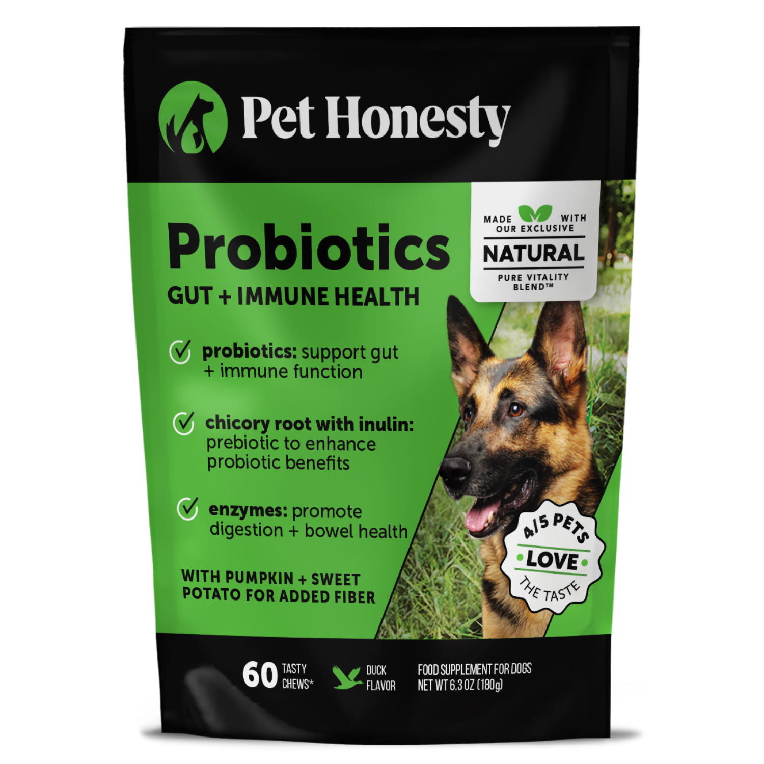 slide 1 of 1, Pet Honesty Probiotics Gut & Health Duck Flavor Supplement for Dog - 60ct, 60 ct