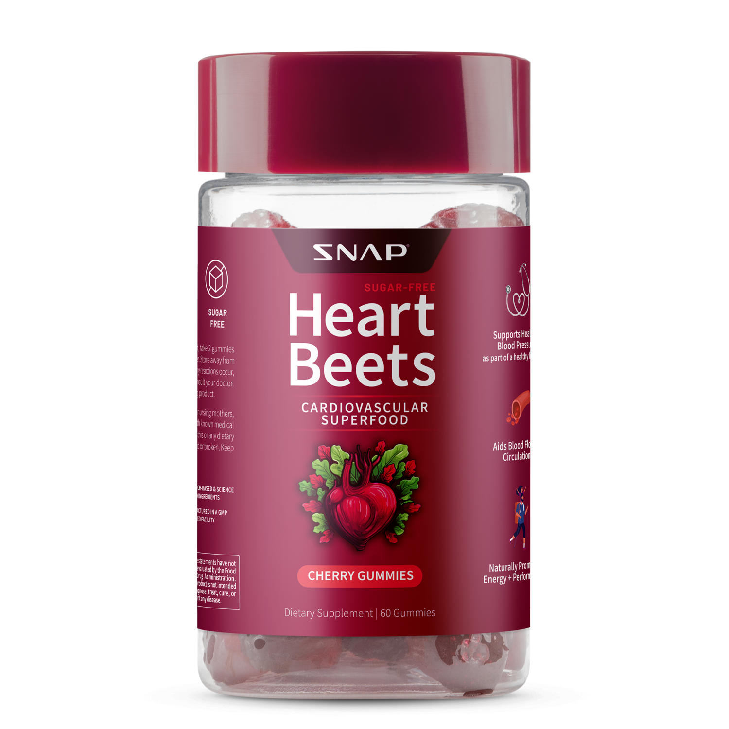 slide 1 of 2, SNAP Heart Beets Gummies, 60 ct