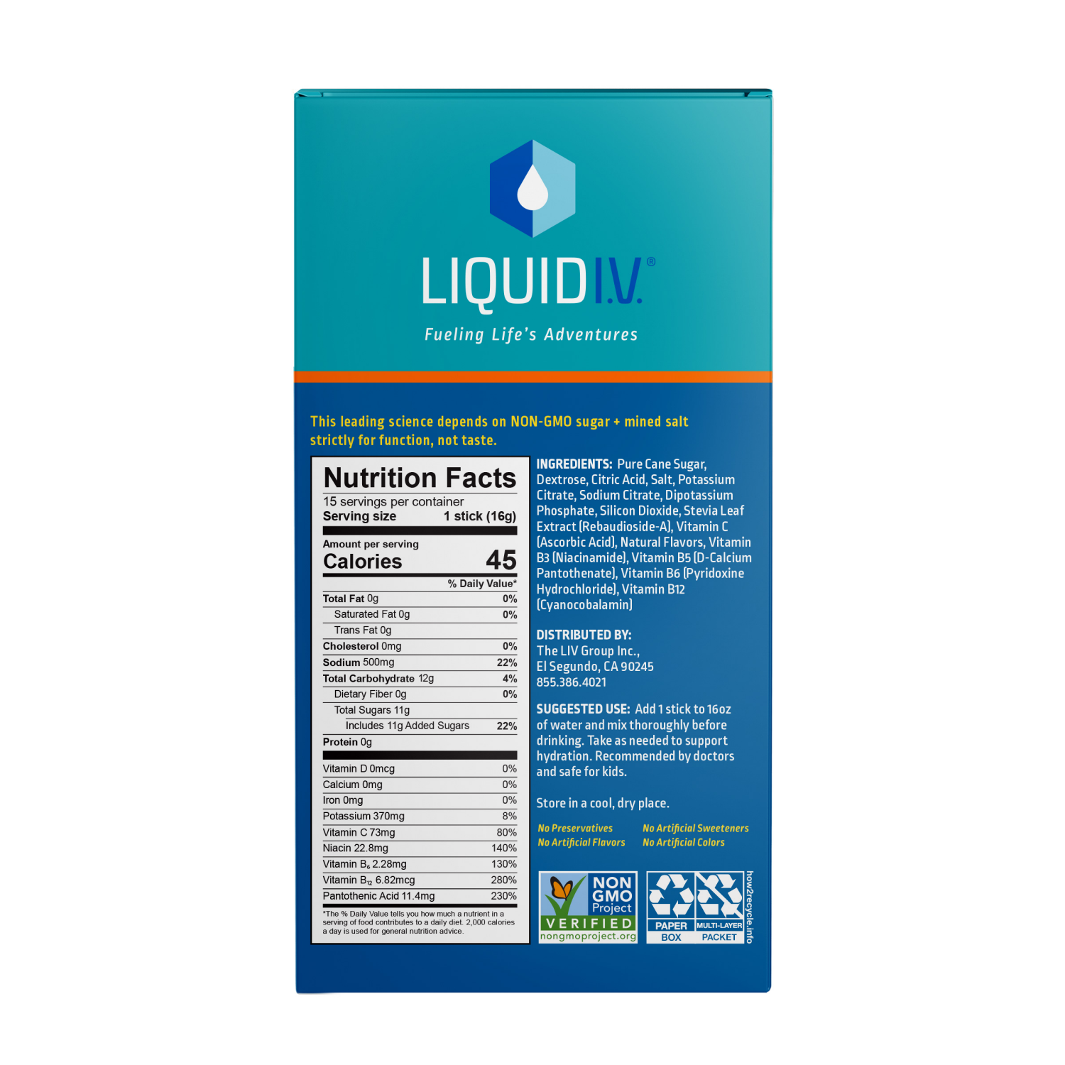 slide 4 of 4, Liquid I.V. Hydration Multiplier Tropical Punch Electrolyte Drink Mix 15 - 0.56 oz Stick Packs, 15 ct