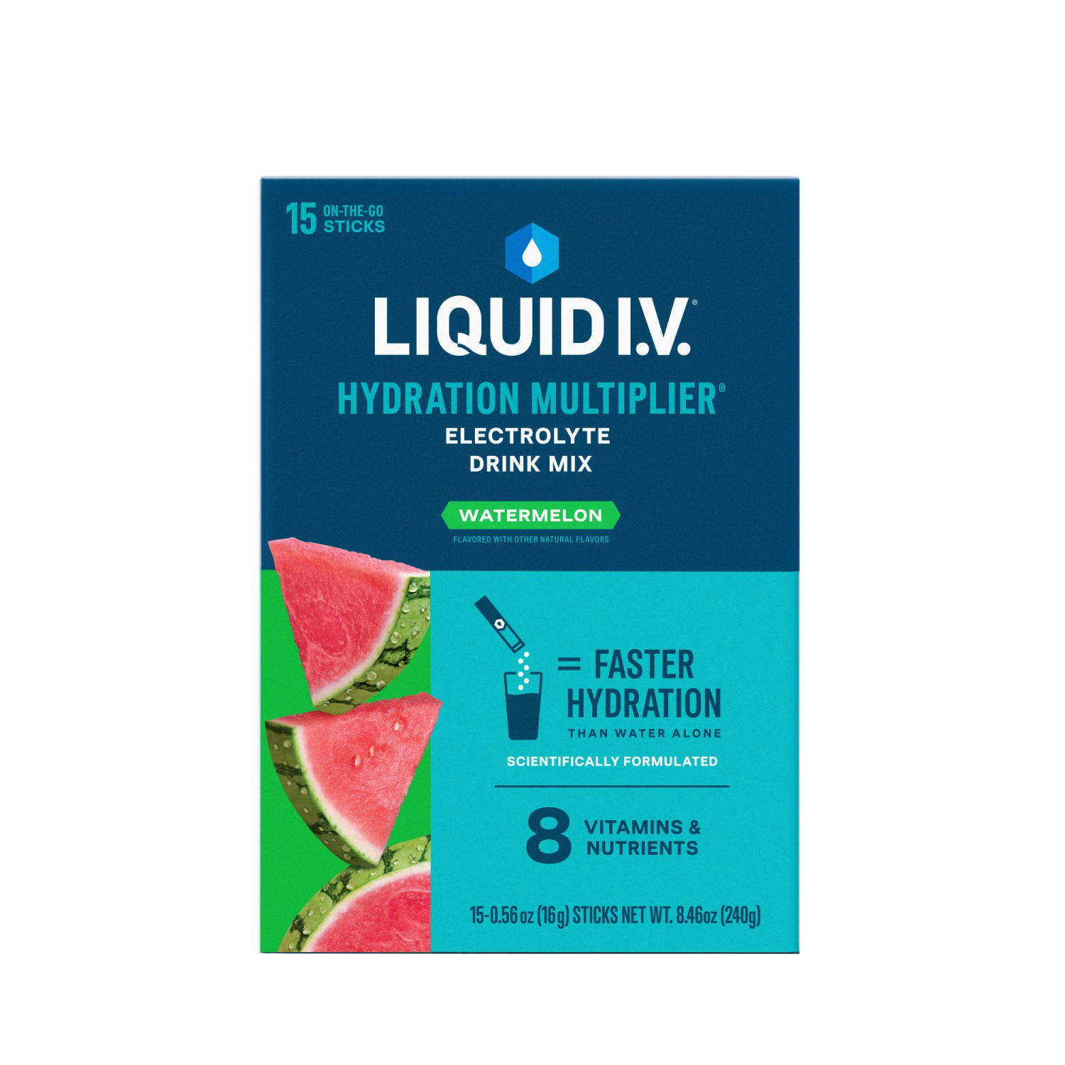 slide 1 of 3, Liquid I.V. Hydration Multiplier Watermelon Electrolyte Drink Mix 15 - 0.56 oz Stick Packs, 15 ct