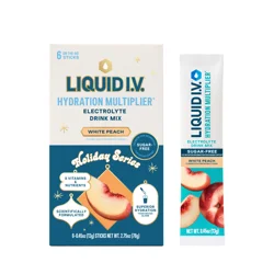 Liquid I.V. Sugar-Free Hydration Multiplier Electrolyte Powder Packet Drink Mix, White Peach, 6 Ct.