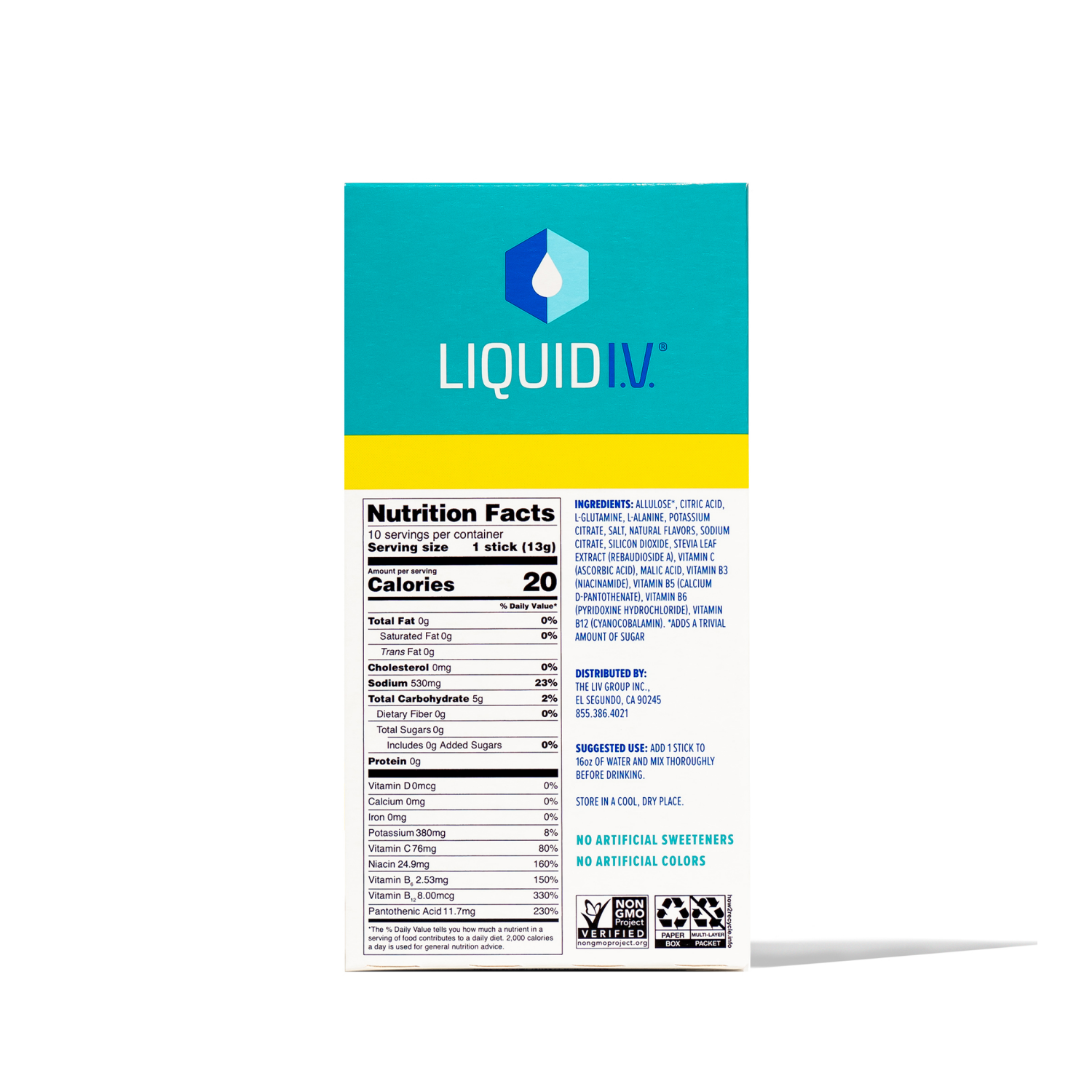 slide 4 of 4, Liquid I.V. 10ct Sugar Free Lemon Lime Carton (IP), 10 ct