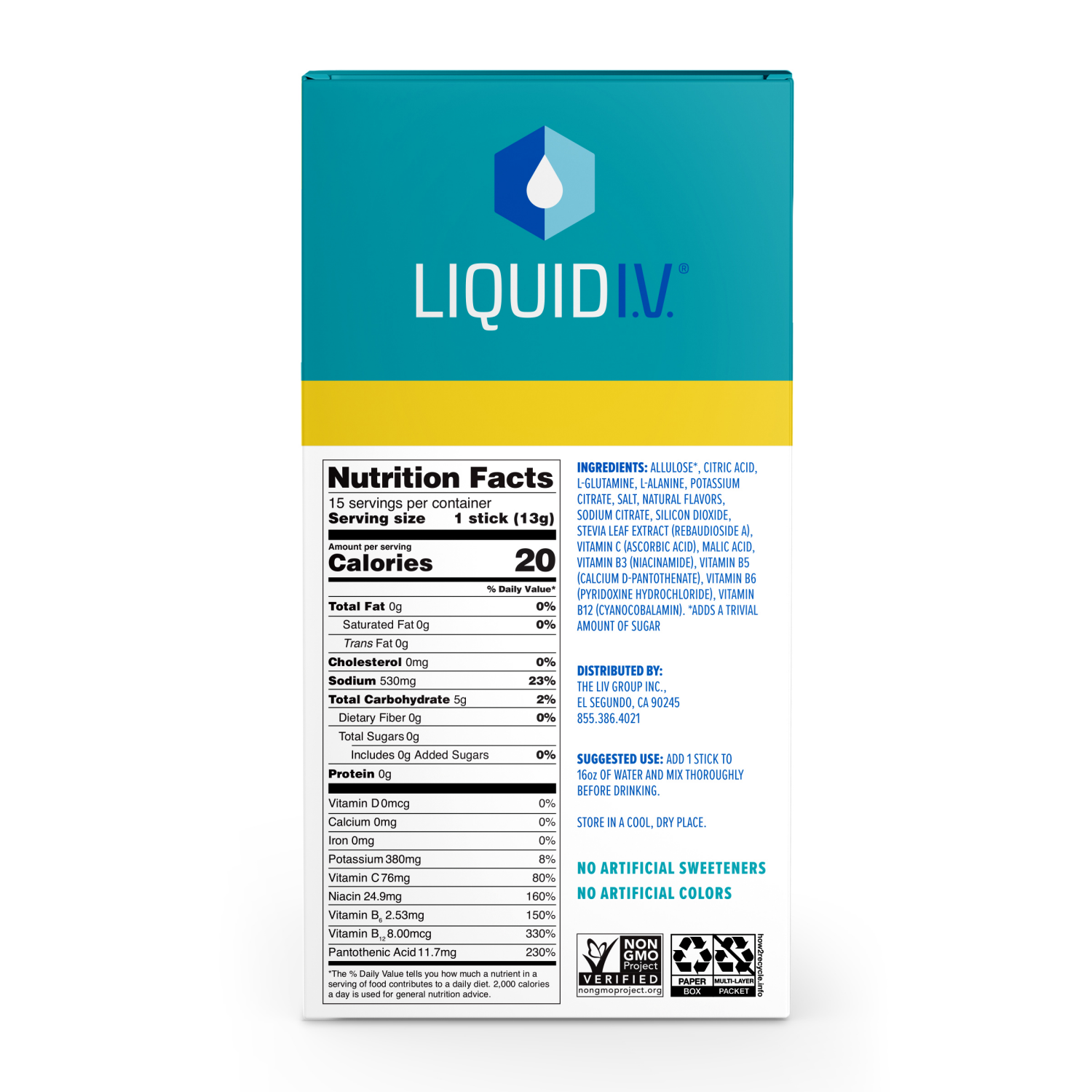 slide 4 of 4, Liquid I.V. Hydration Multiplier Sugar-Free Lemon Lime Electrolyte Drink Mix 15 - 0.45 oz Stick Packs, 15 ct