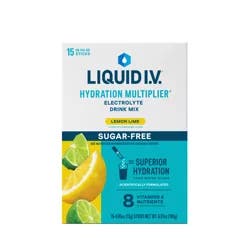 Liquid I.V. Hydration Multiplier Sugar-Free Lemon Lime Electrolyte Drink Mix 15 - 0.45 oz Stick Packs