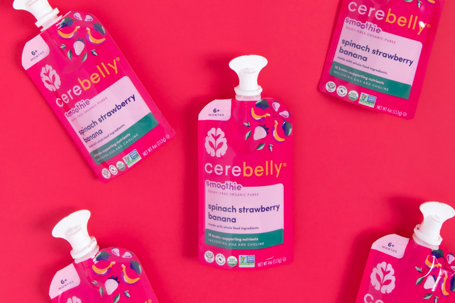 slide 3 of 3, Cerebelly Organic Spinach Strawberry Banana Smoothie, 1 ct